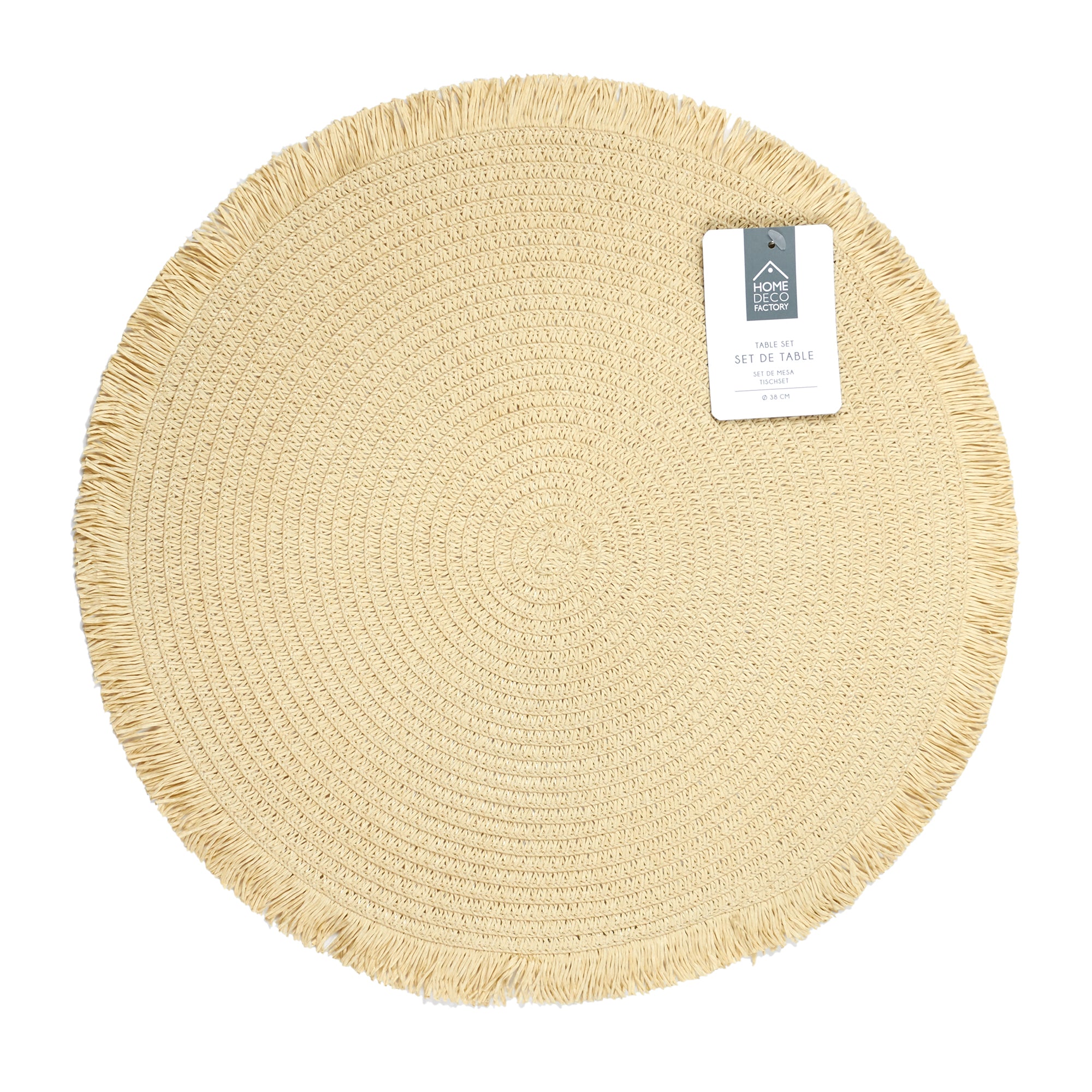 SET DE TABLE ROND FRANGE BEIGE D38CM