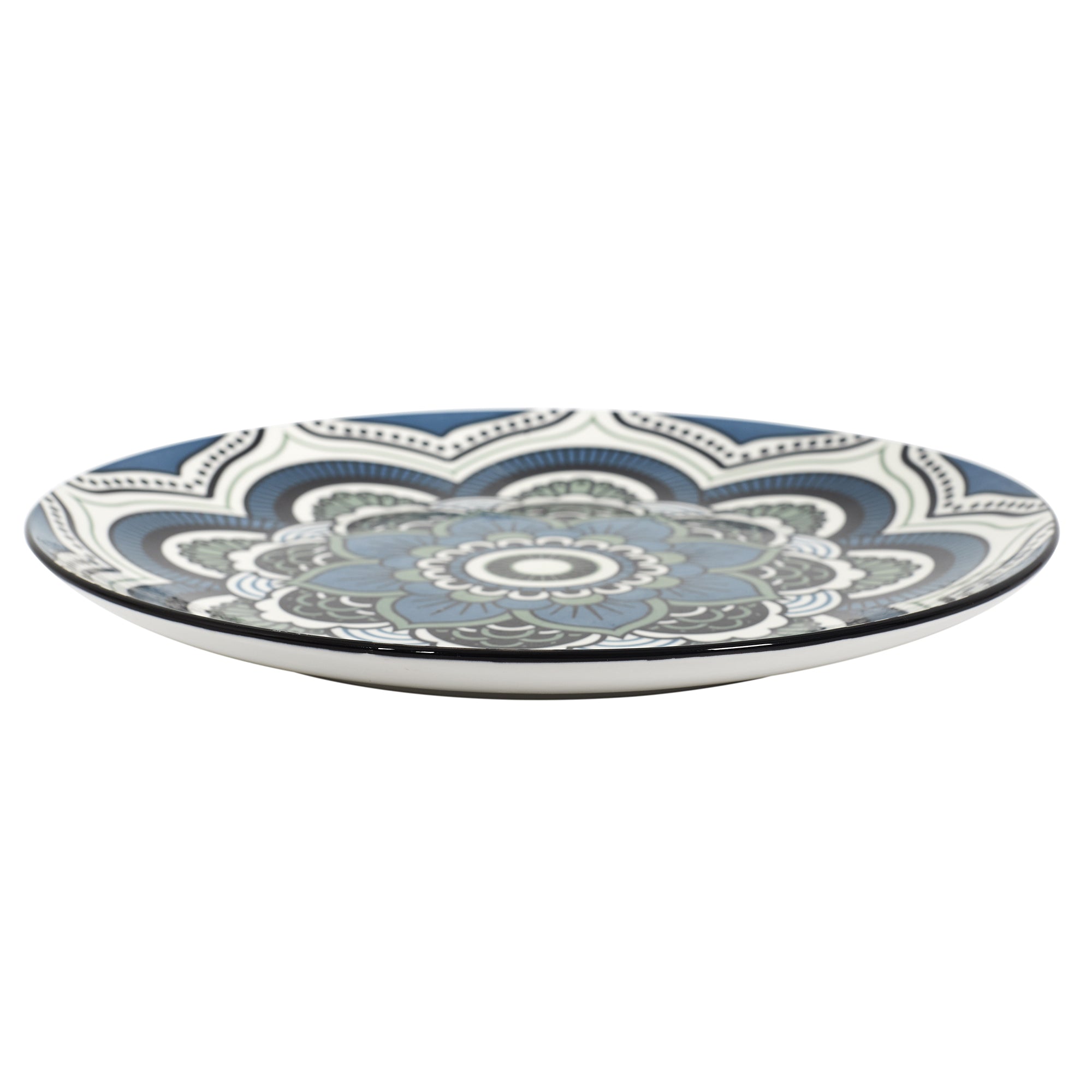 ASSIETTE MANDALA BLEU D26CM - LOT DE 6