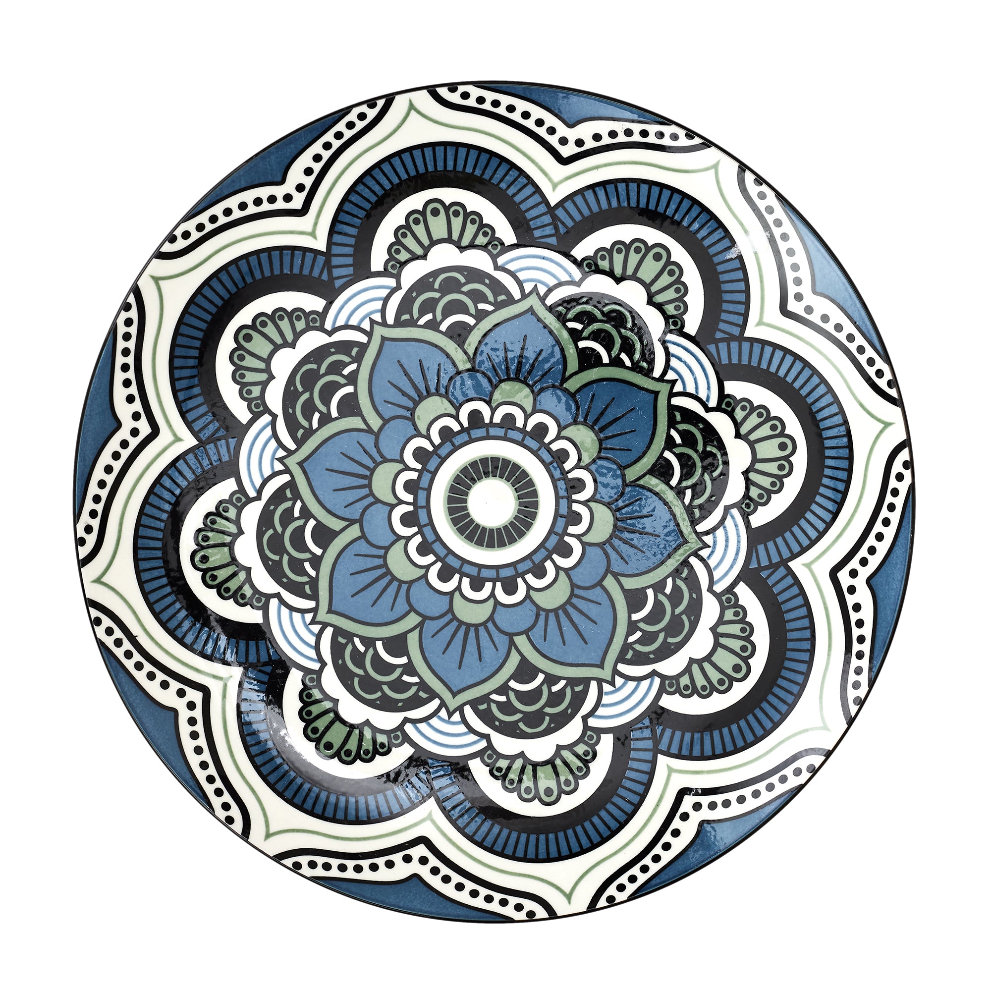 ASSIETTE MANDALA BLEU D26CM - LOT DE 6