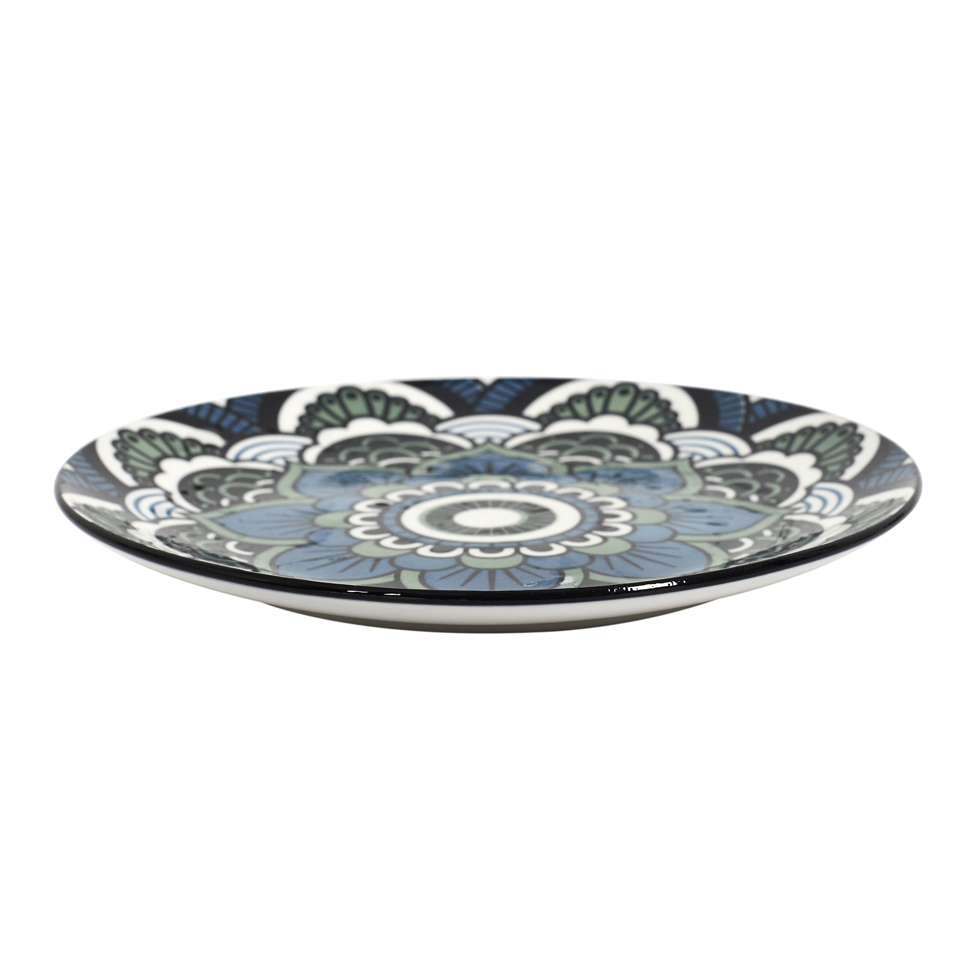 ASSIETTE MANDALA BLEU D19CM - LOT DE 6