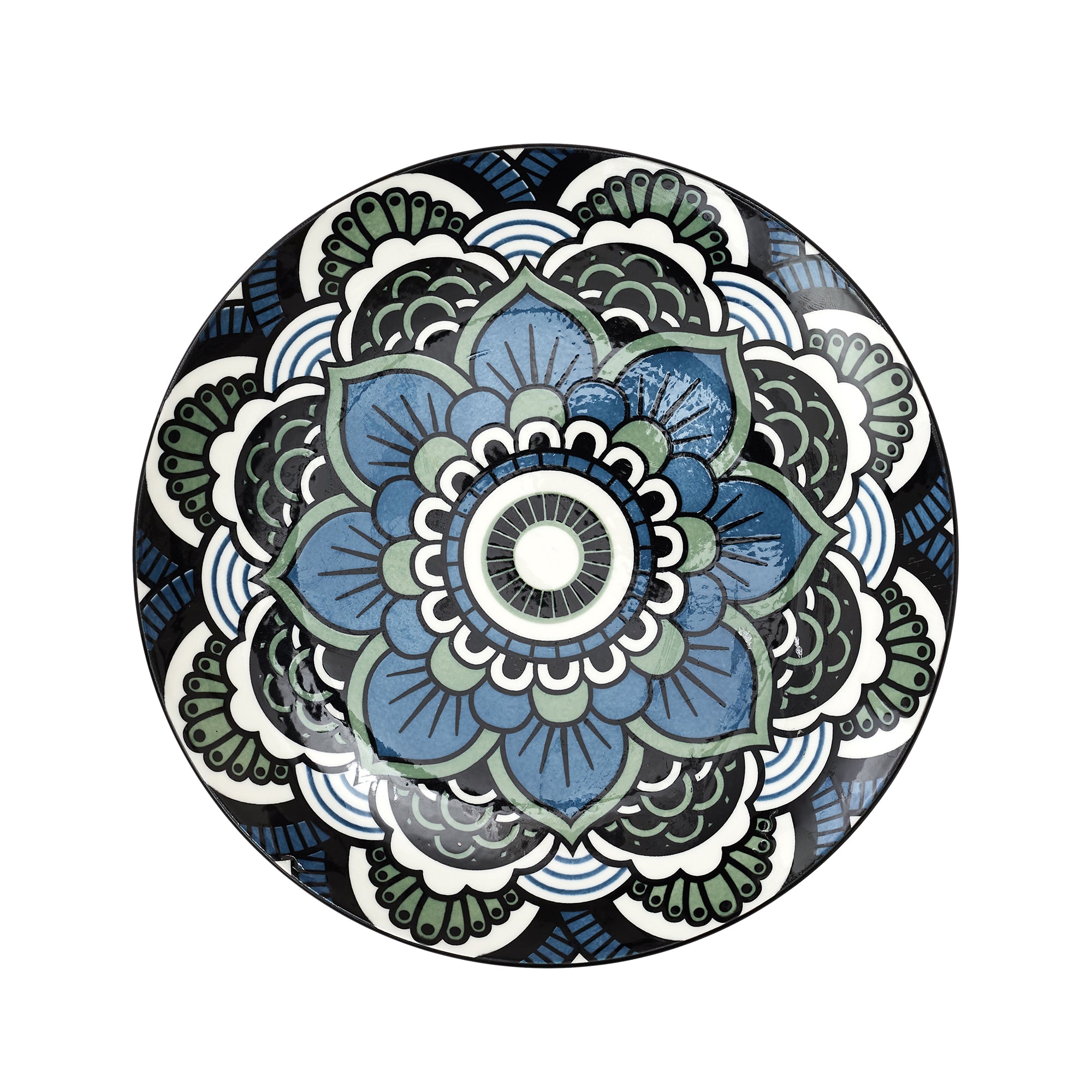 ASSIETTE MANDALA BLEU D19CM - LOT DE 6