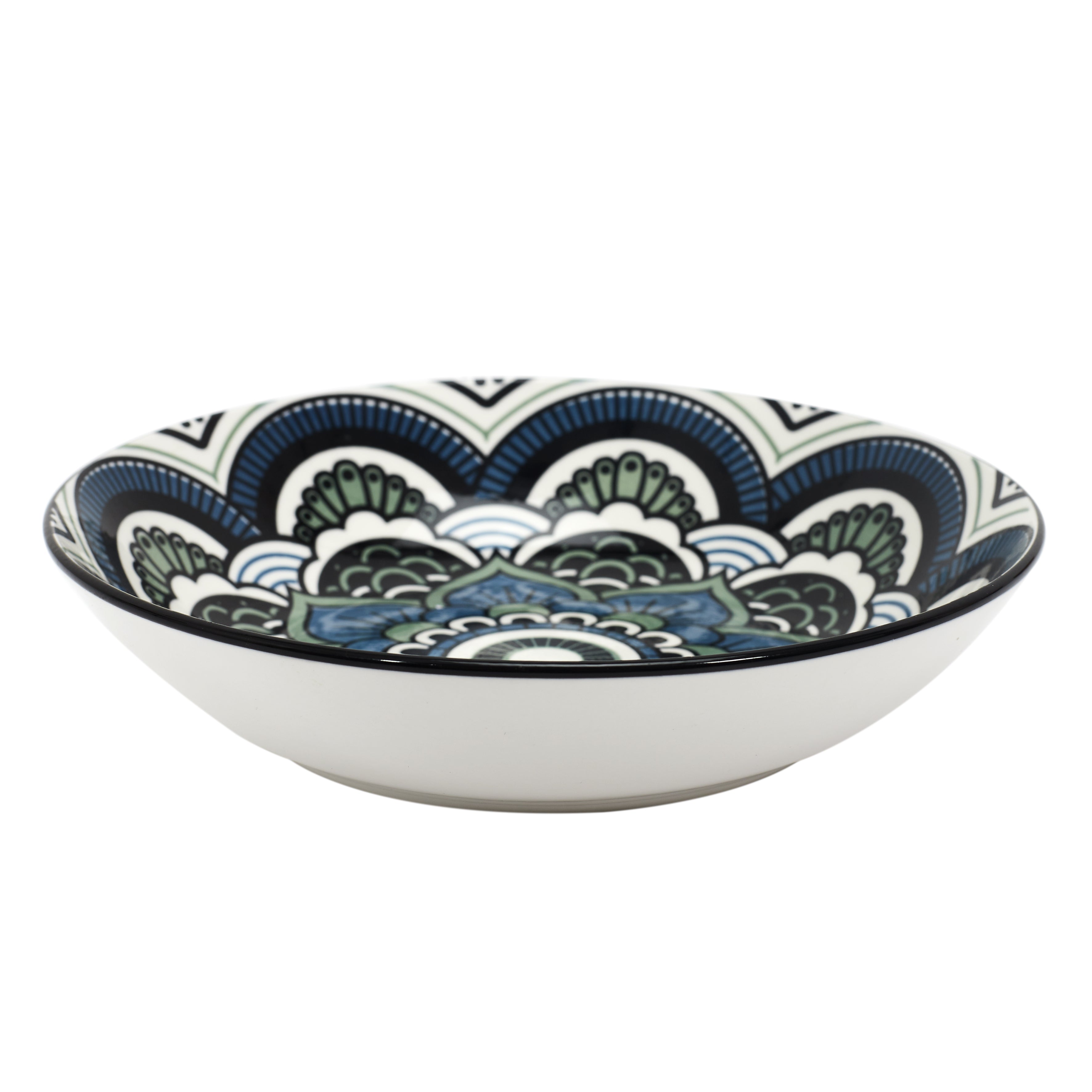 ASSIETTE MANDALA CREUSE BLEU D20CM - LOT DE 6