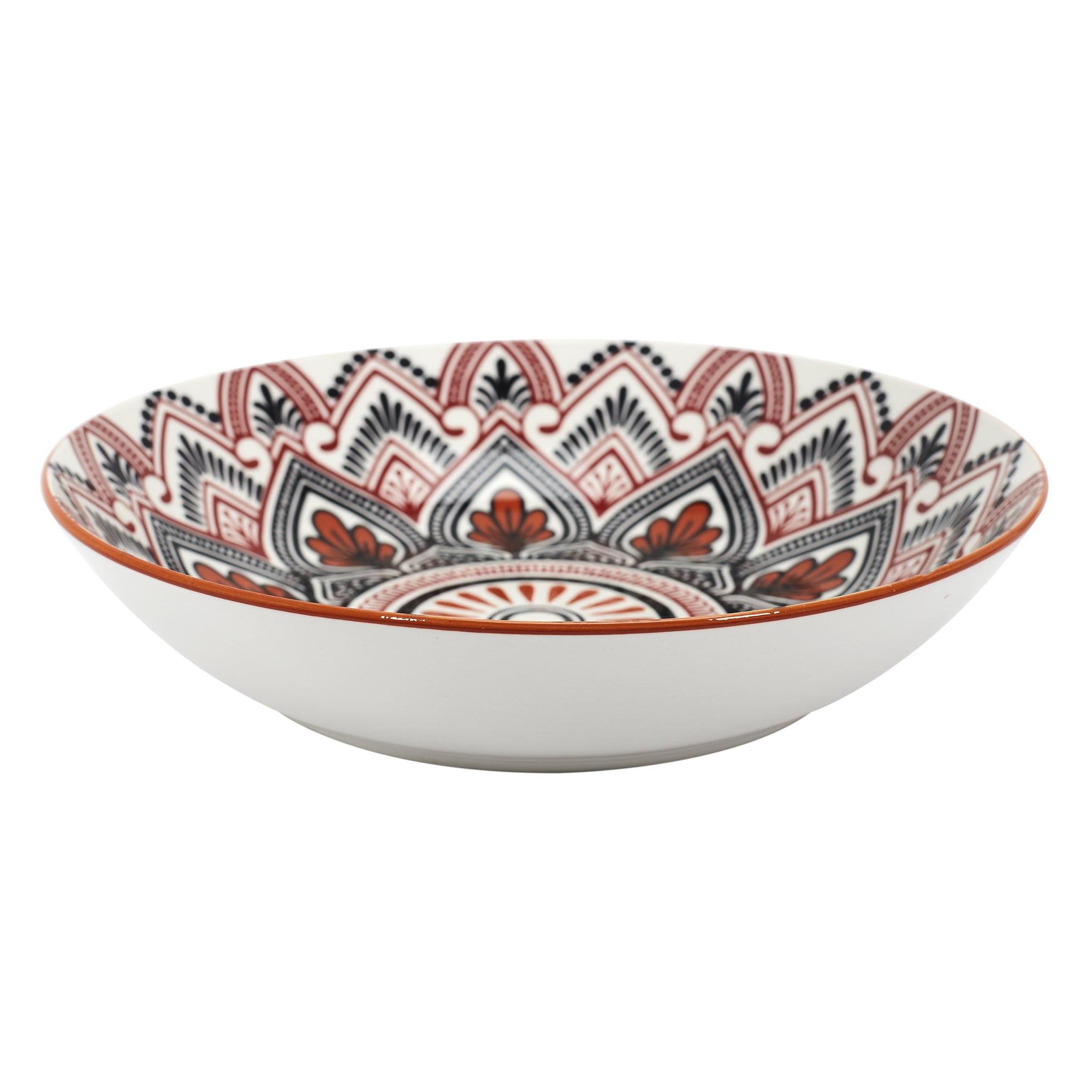 ASSIETTE CREUSE MANDALA ORANGE D20CM - LOT DE 6