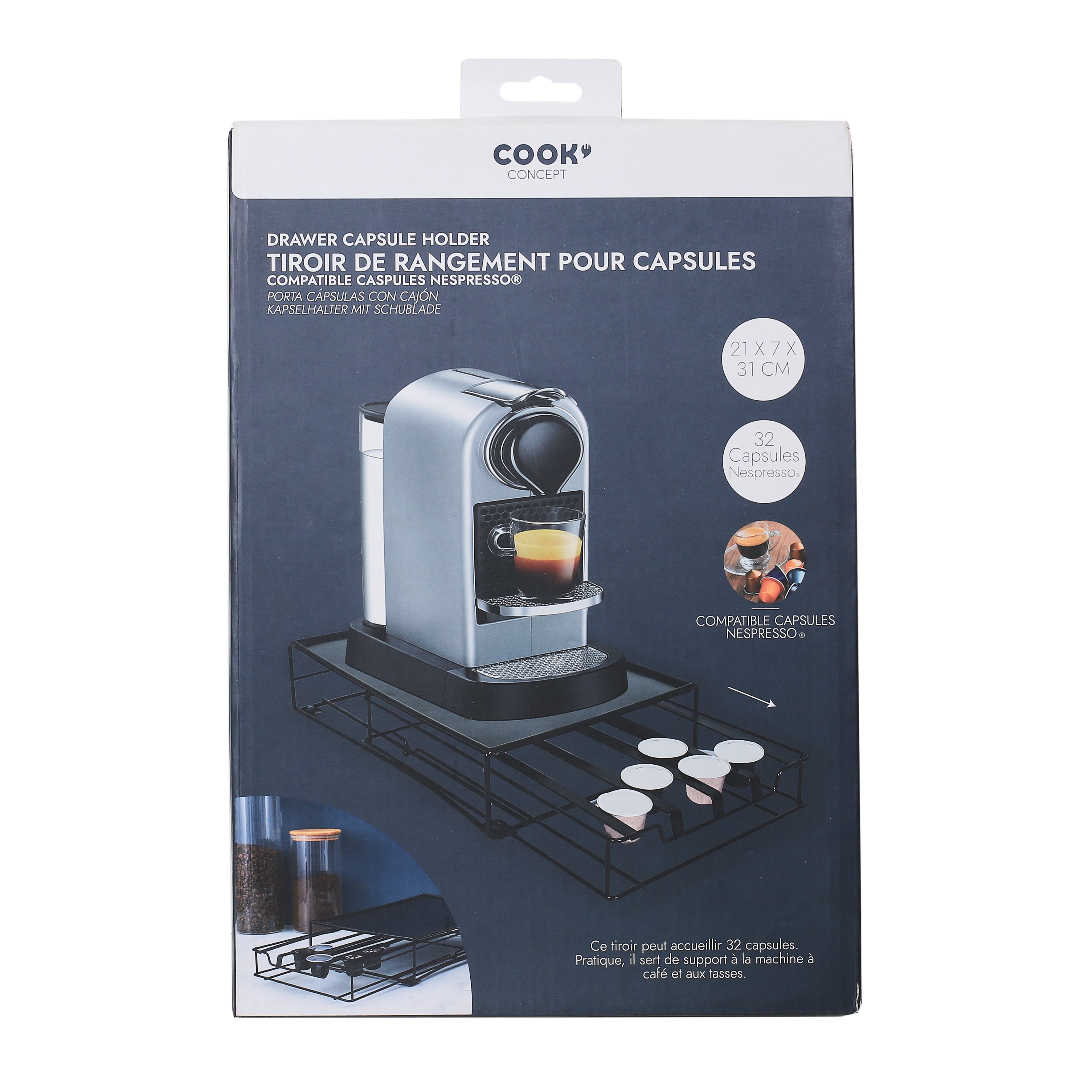 PORTE CAPSULE METAL TIROIR COMPATIBLE NESPRESSO