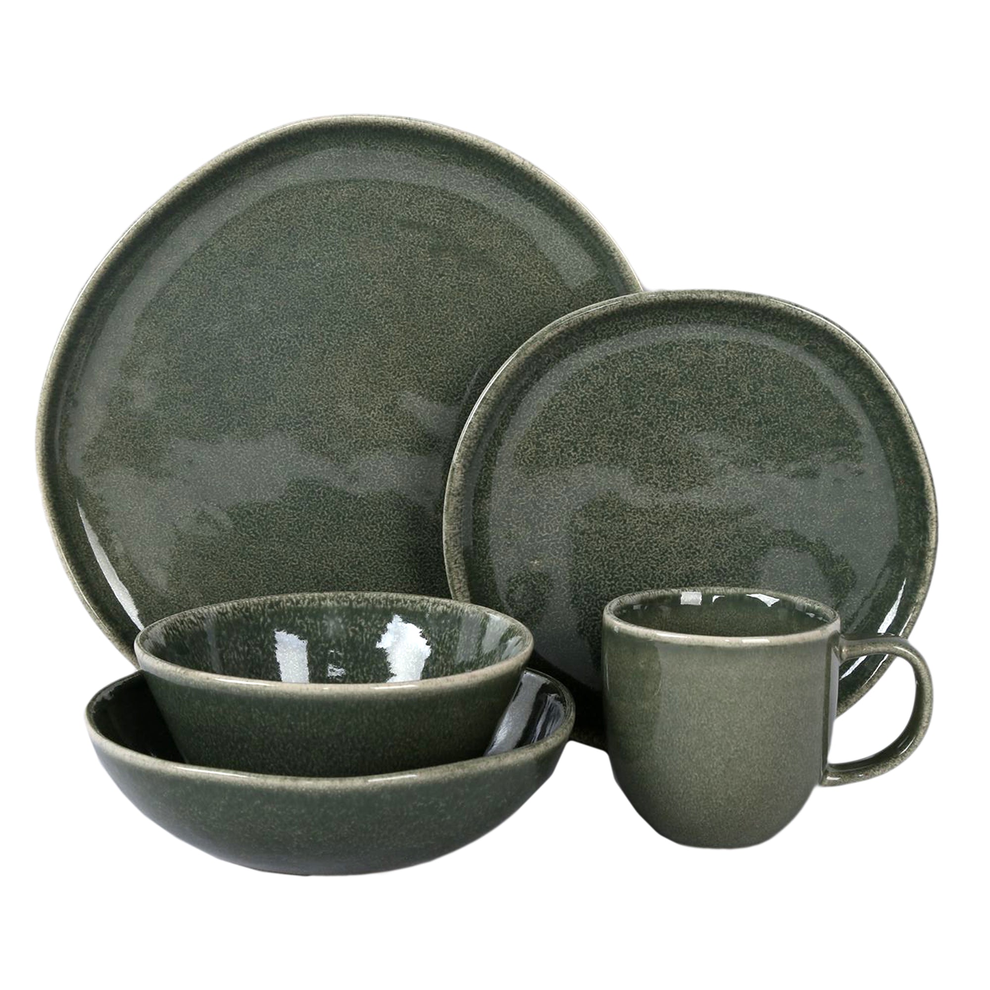 ASSIETTE CREUSE AU GRES DU TEMPS D19CM VERT - LOT DE 6