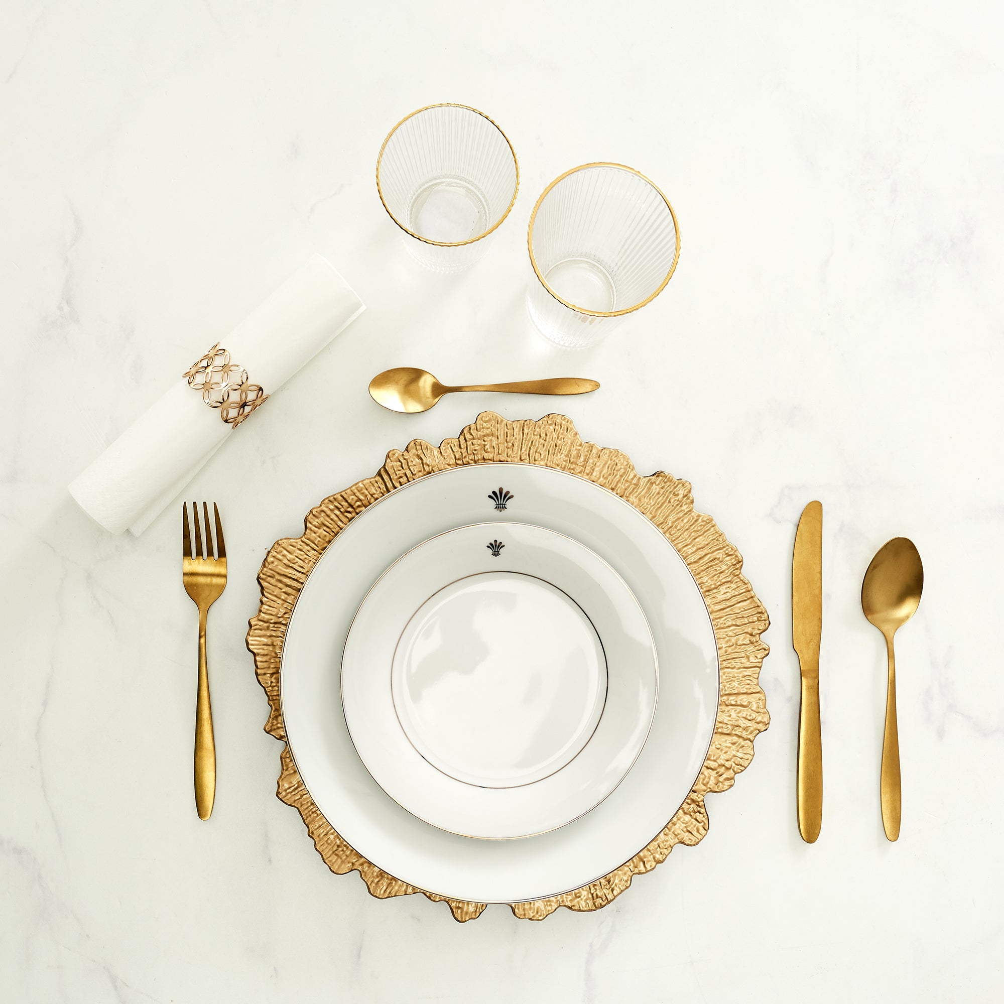 DESSOUS D ASSIETTE GOLD 33CM - LOT DE 6