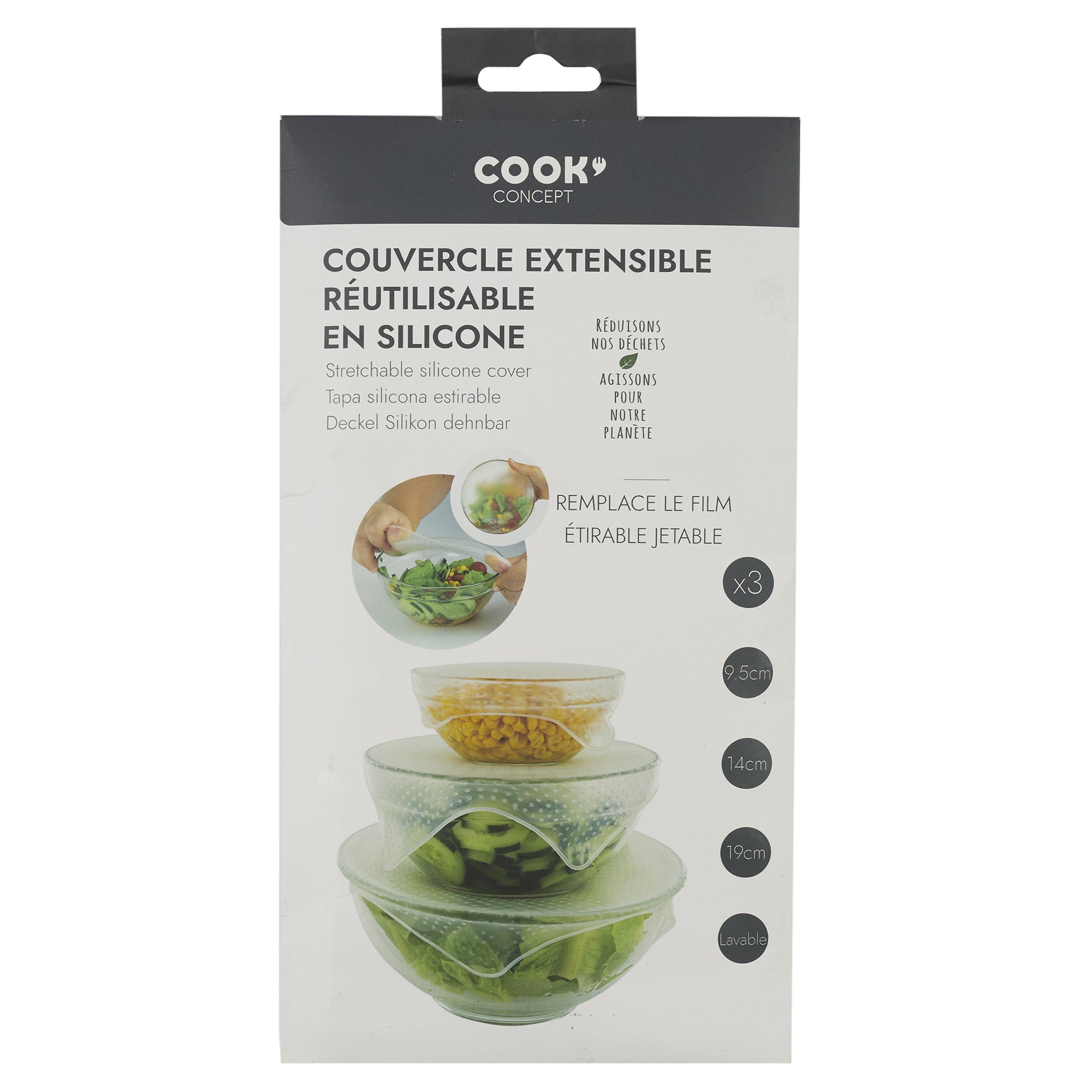 COUVERCLE EN SILICONE EXTENSIBLE CARRE X3