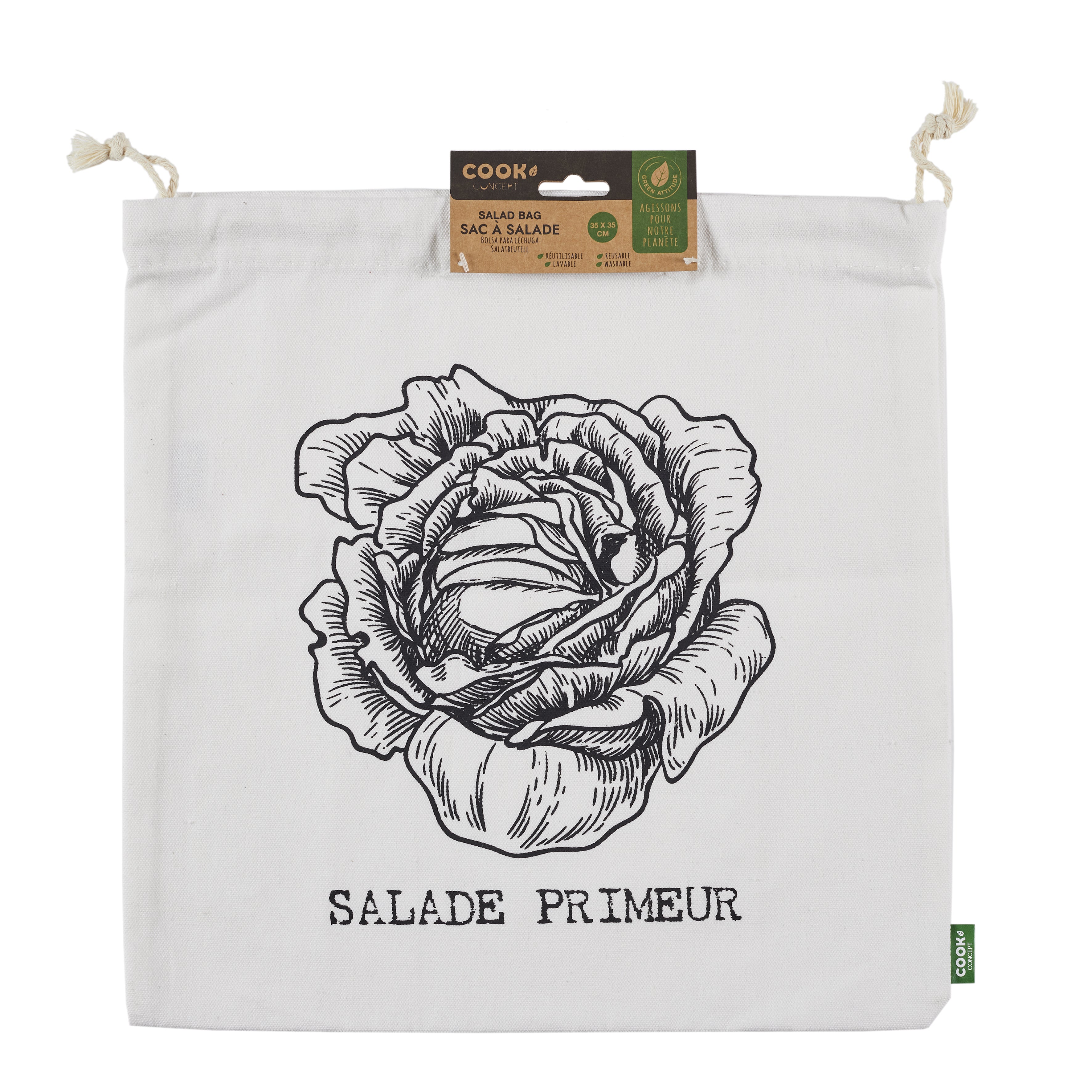 SAC DE CONSERVATION SALADE EN COTON 35X35CM