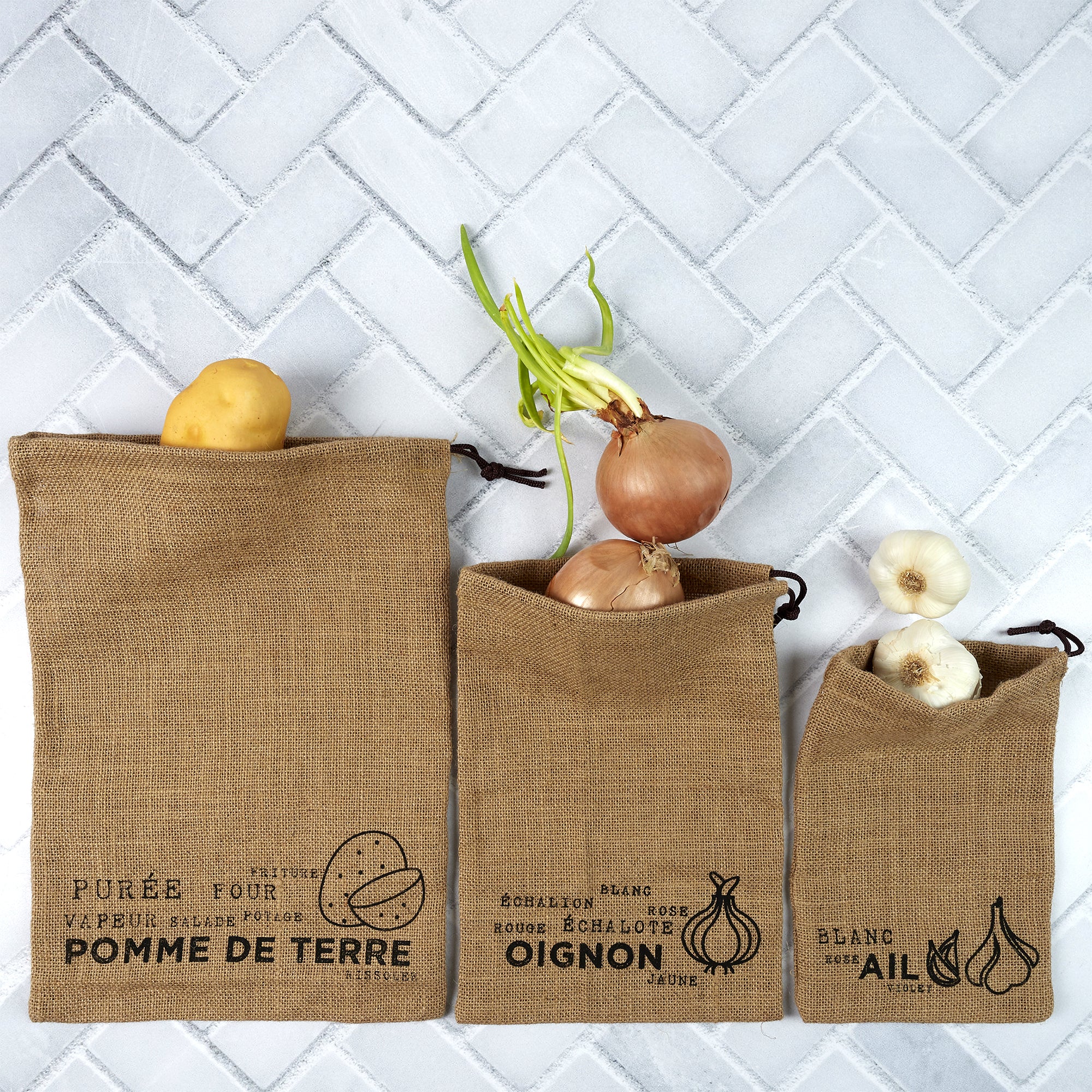 SAC DE CONSERVATION EN TOILE DE JUTE X3