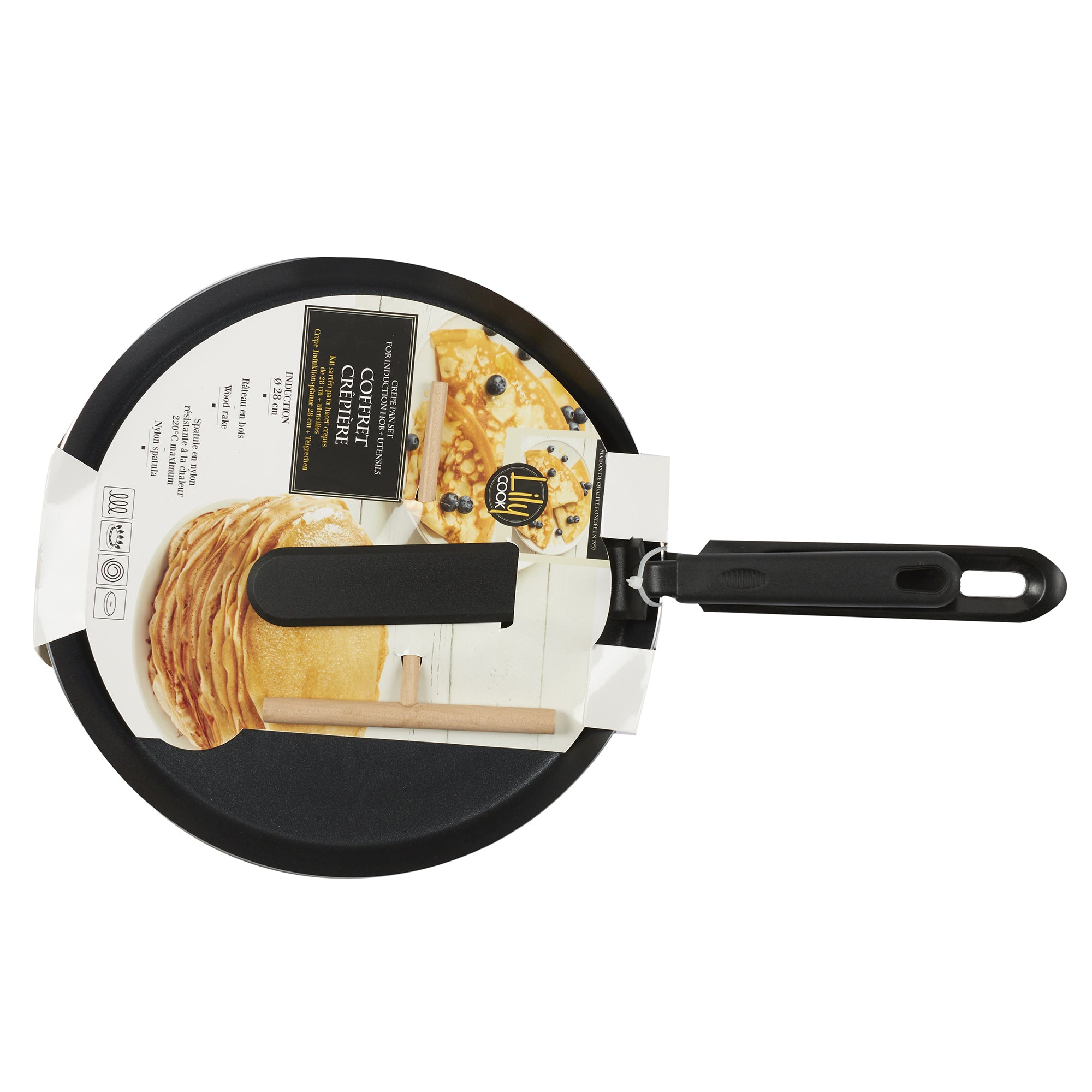 COFFRET CREPIERE NOIRE INDUCTION 28CM USTENSIL