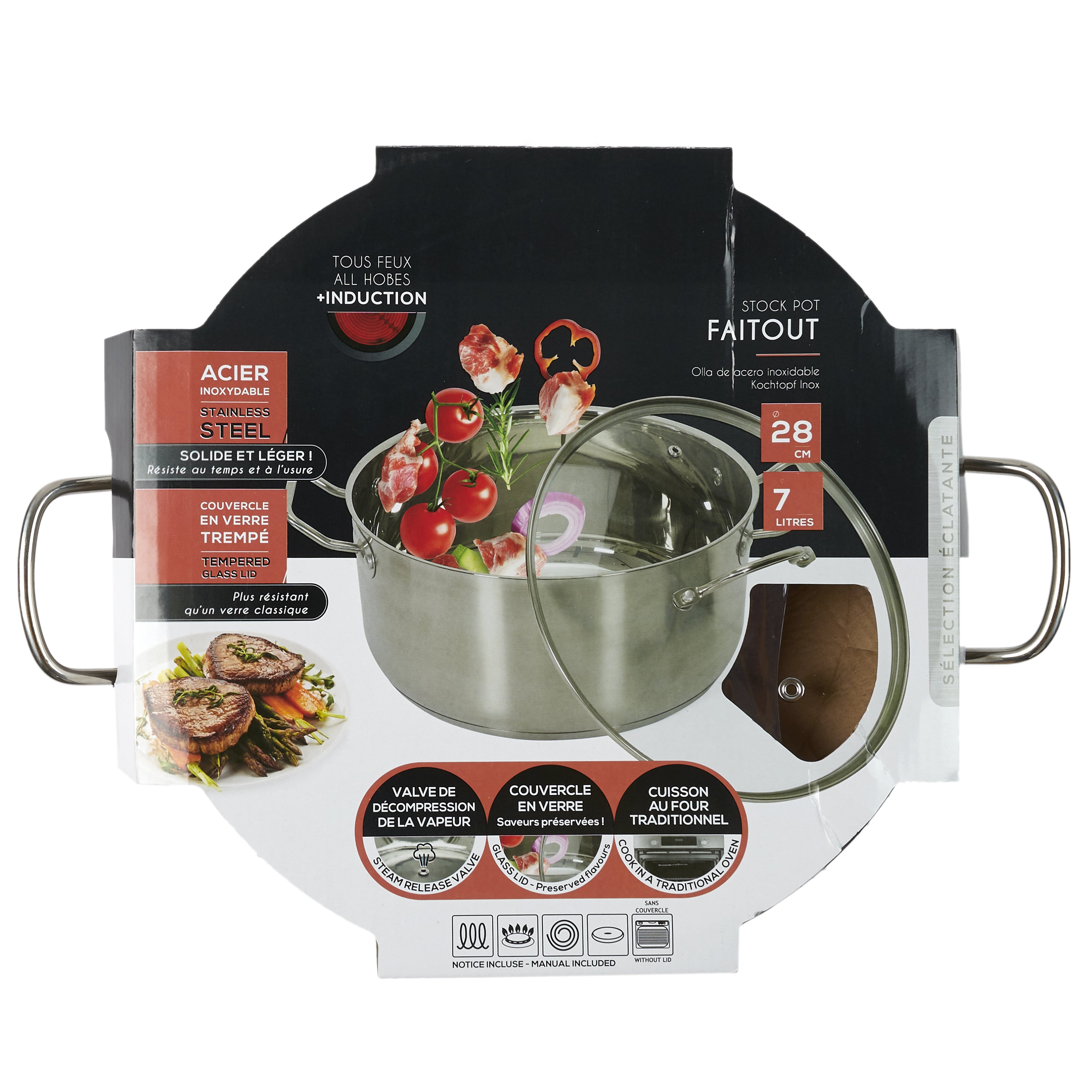 FAITOUT 28CM AVEC COUVERCLE EN VERRE