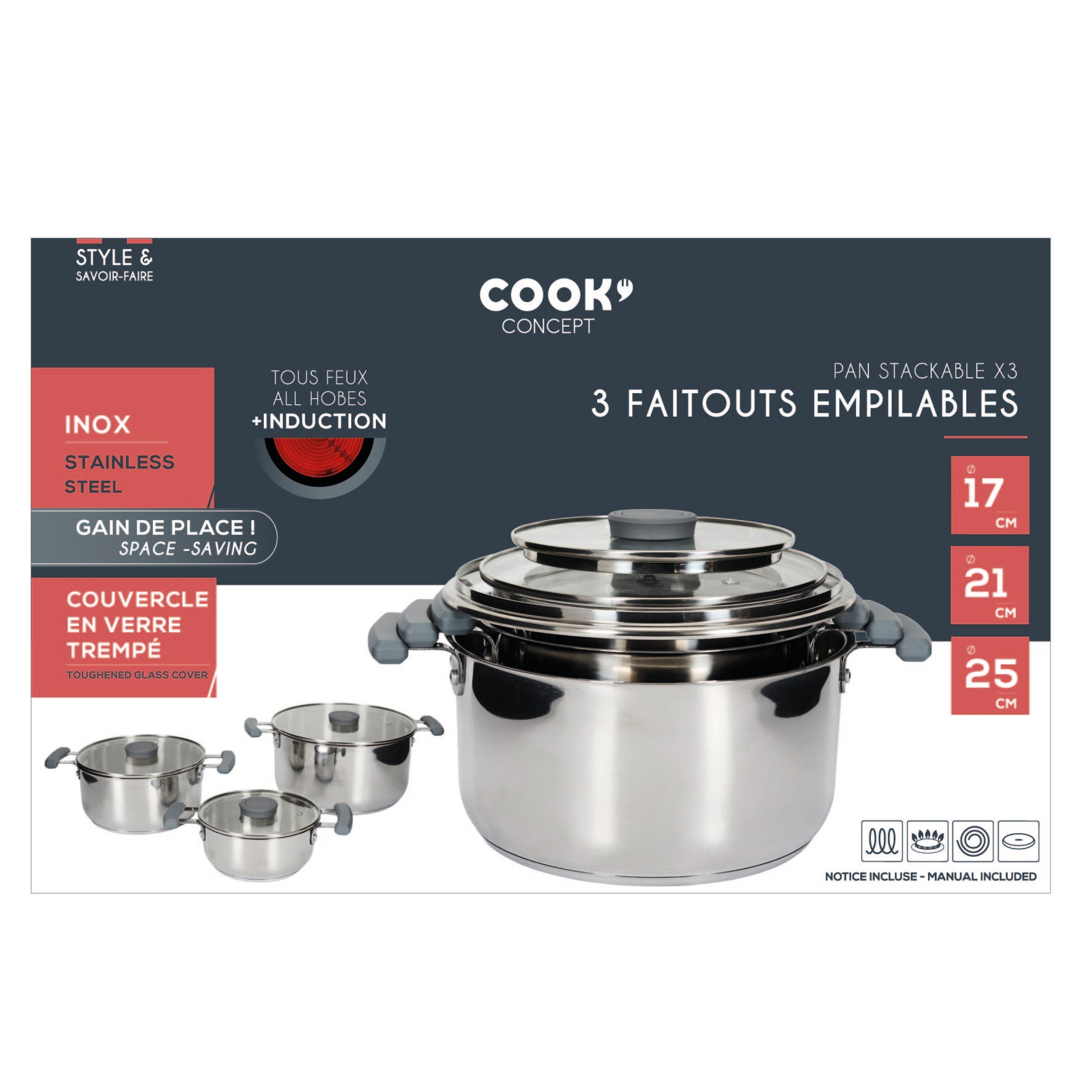 FAIT TOUT X3 RANGEMENT FACILE 17 21 25CM