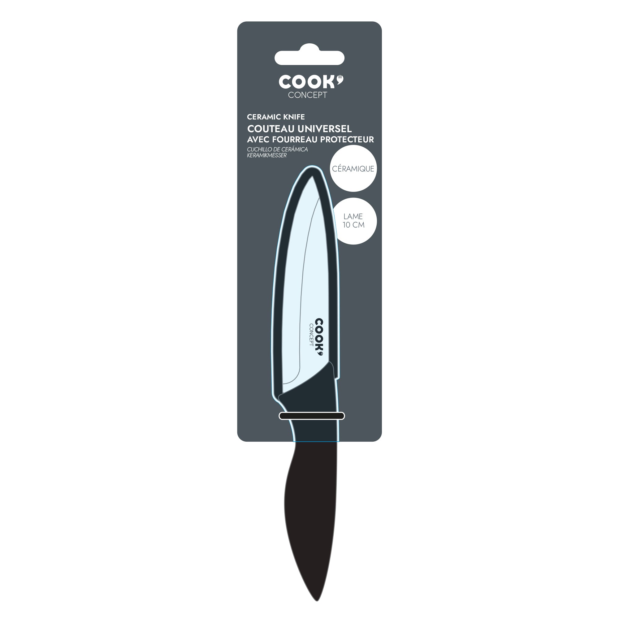 COUTEAU CERAMIQUE 10CM MANCHE SOFT AVEC ETUI