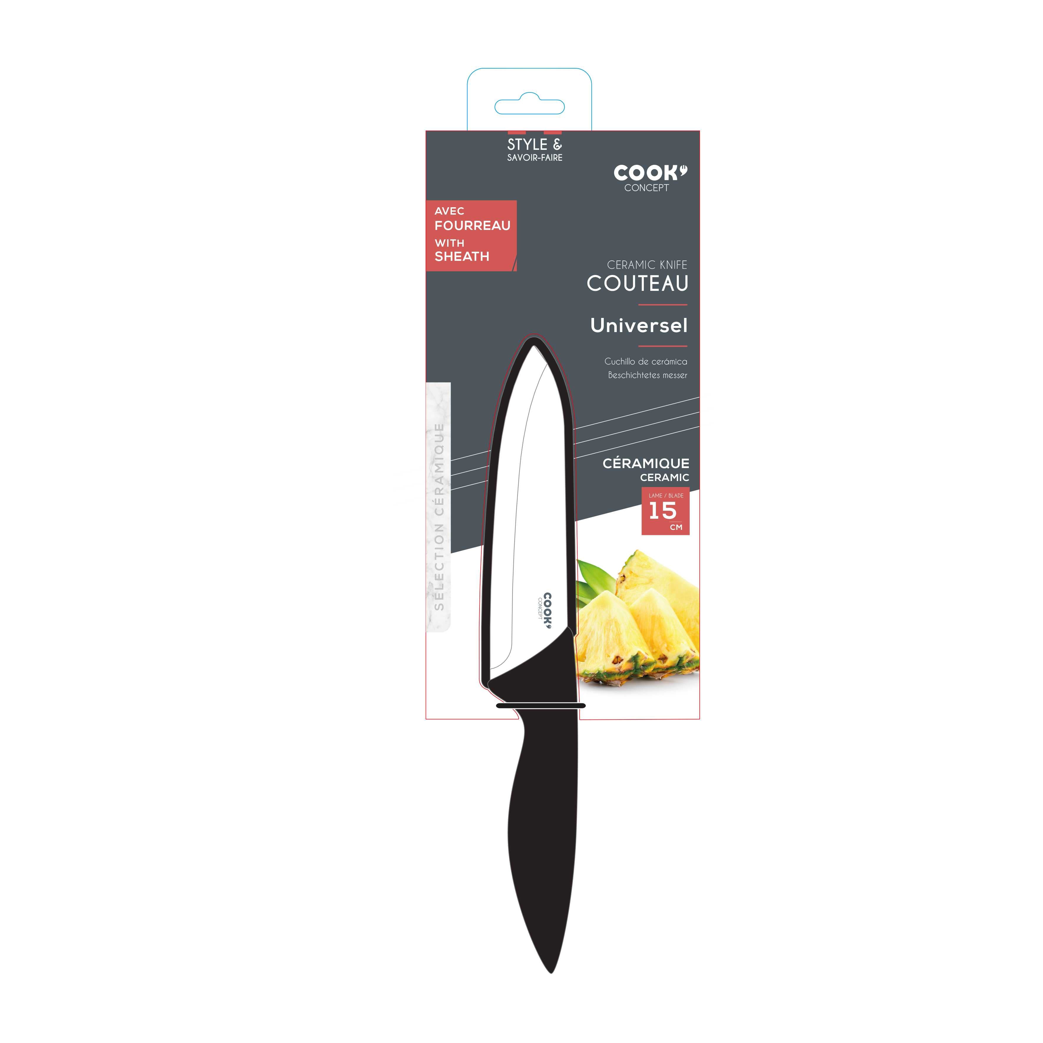 COUTEAU CERAMIQUE 15CM MANCHE SOFT AVEC ETUI