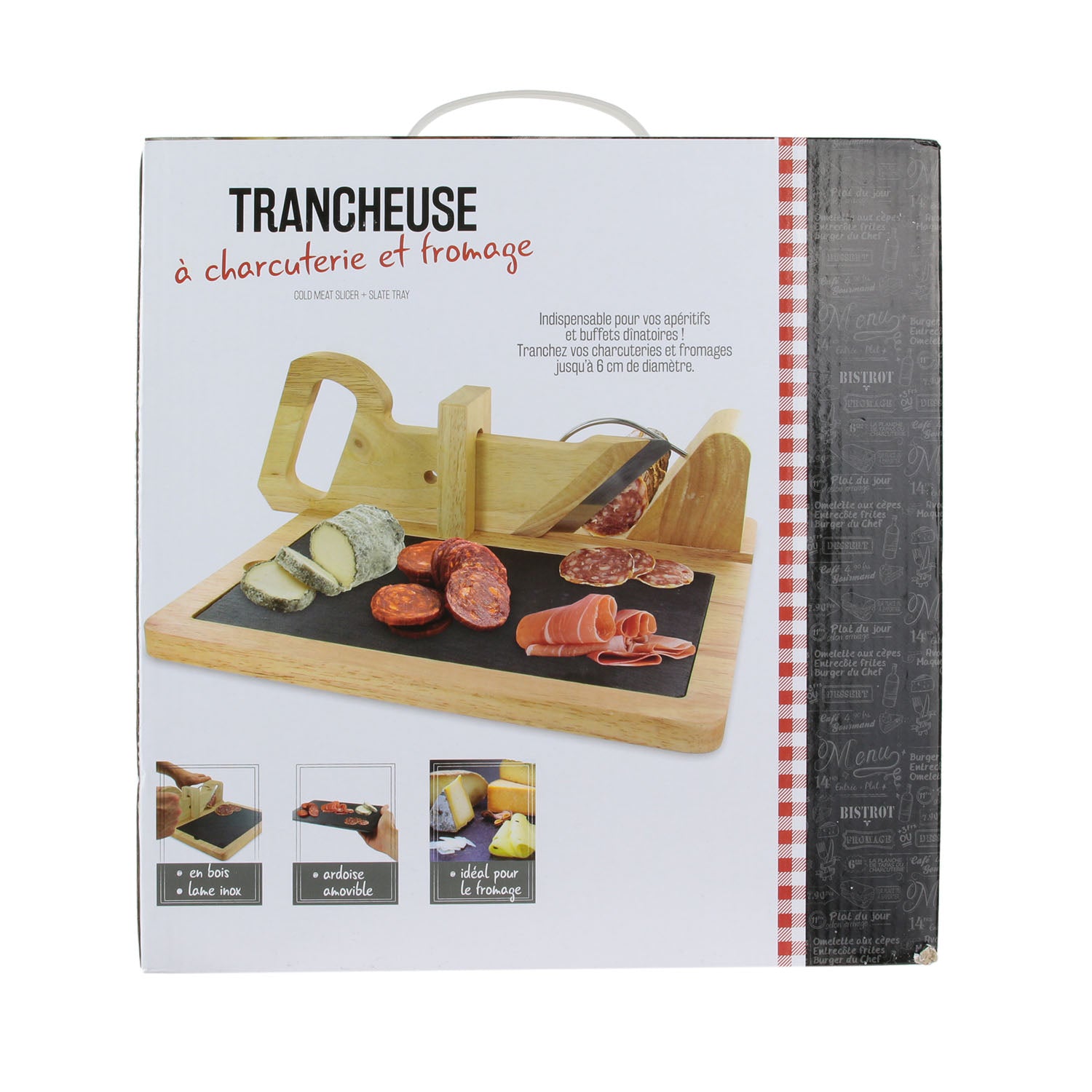 TRANCHEUSE A CHARCUTERIE AVEC PLATEAU ARDOISE