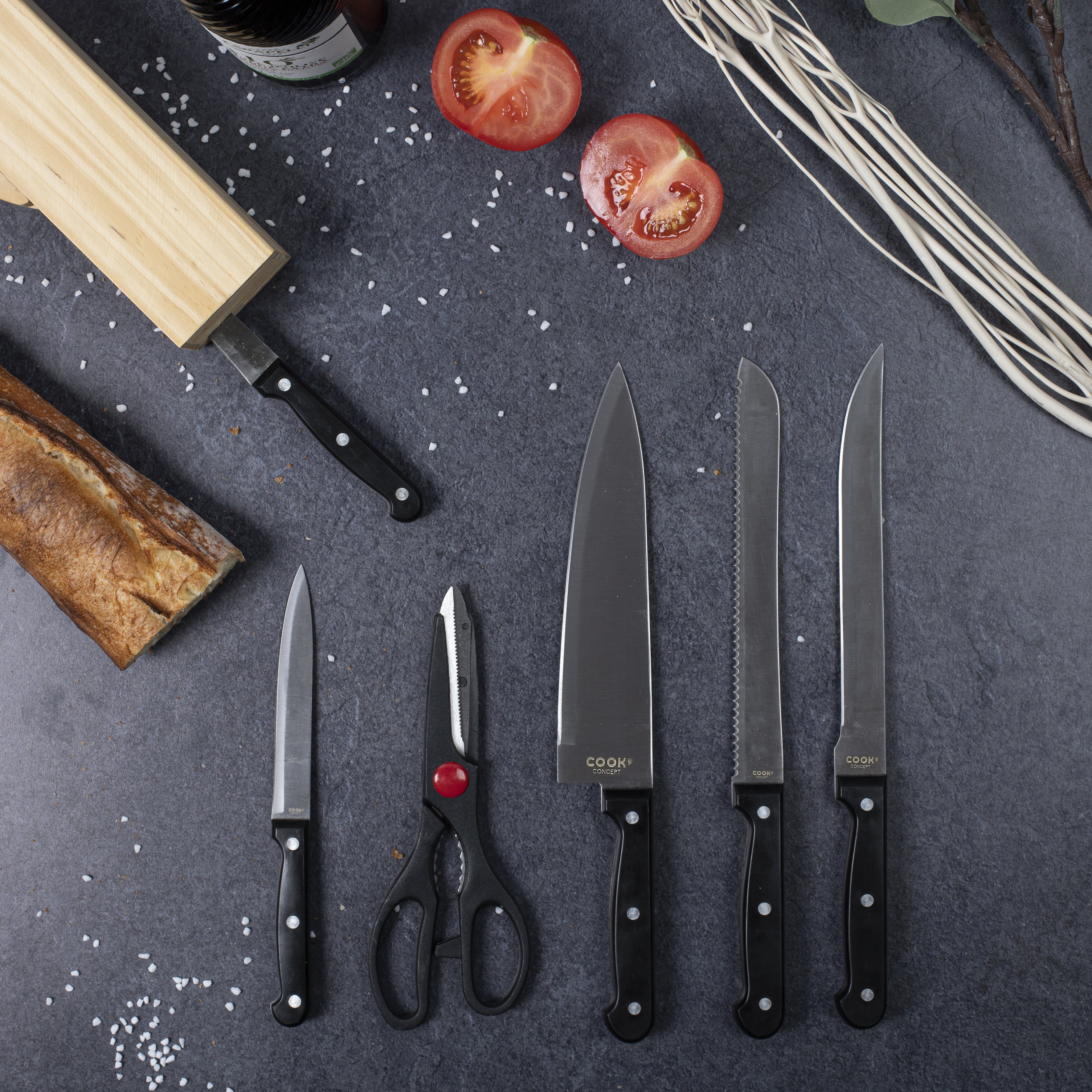BLOC 5 COUTEAUX ET CISEAUX DE CUISINE