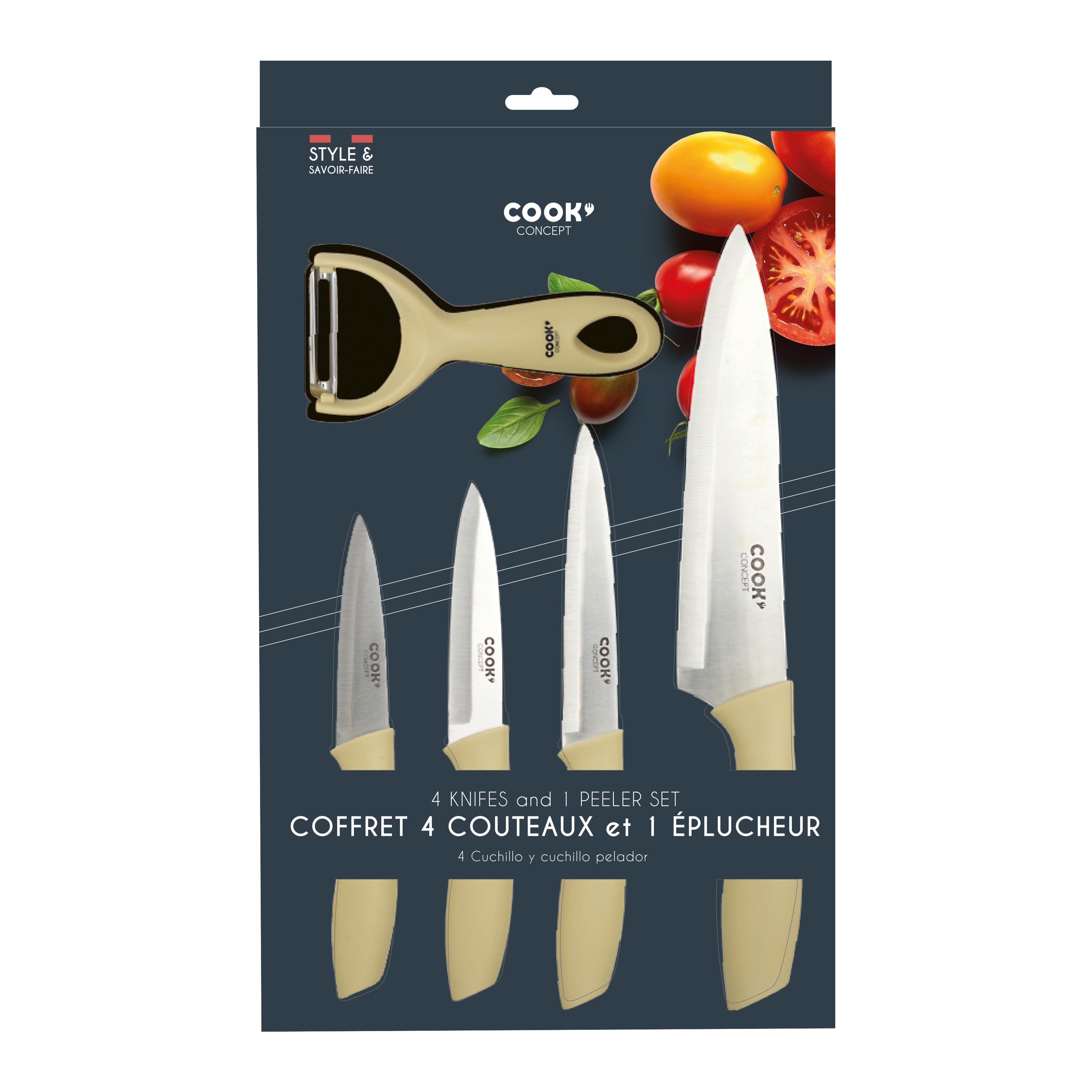 COUTEAU X4 ET EPLUCHEUR MANCHE