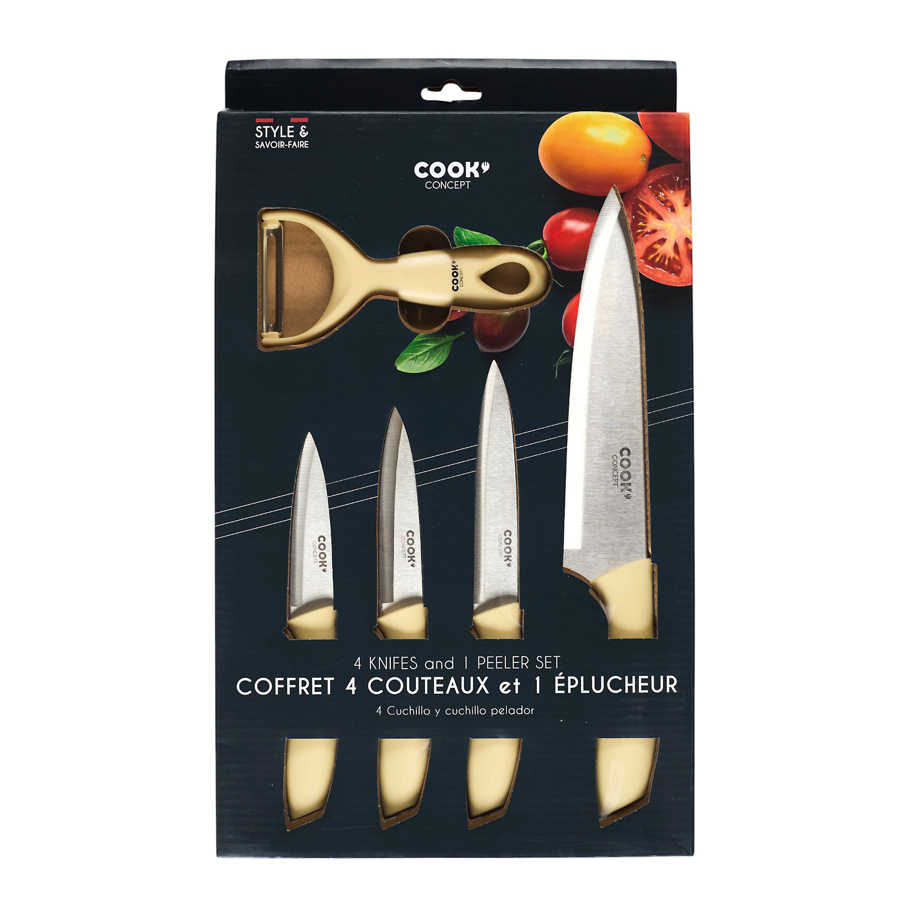 COUTEAU X4 ET EPLUCHEUR MANCHE