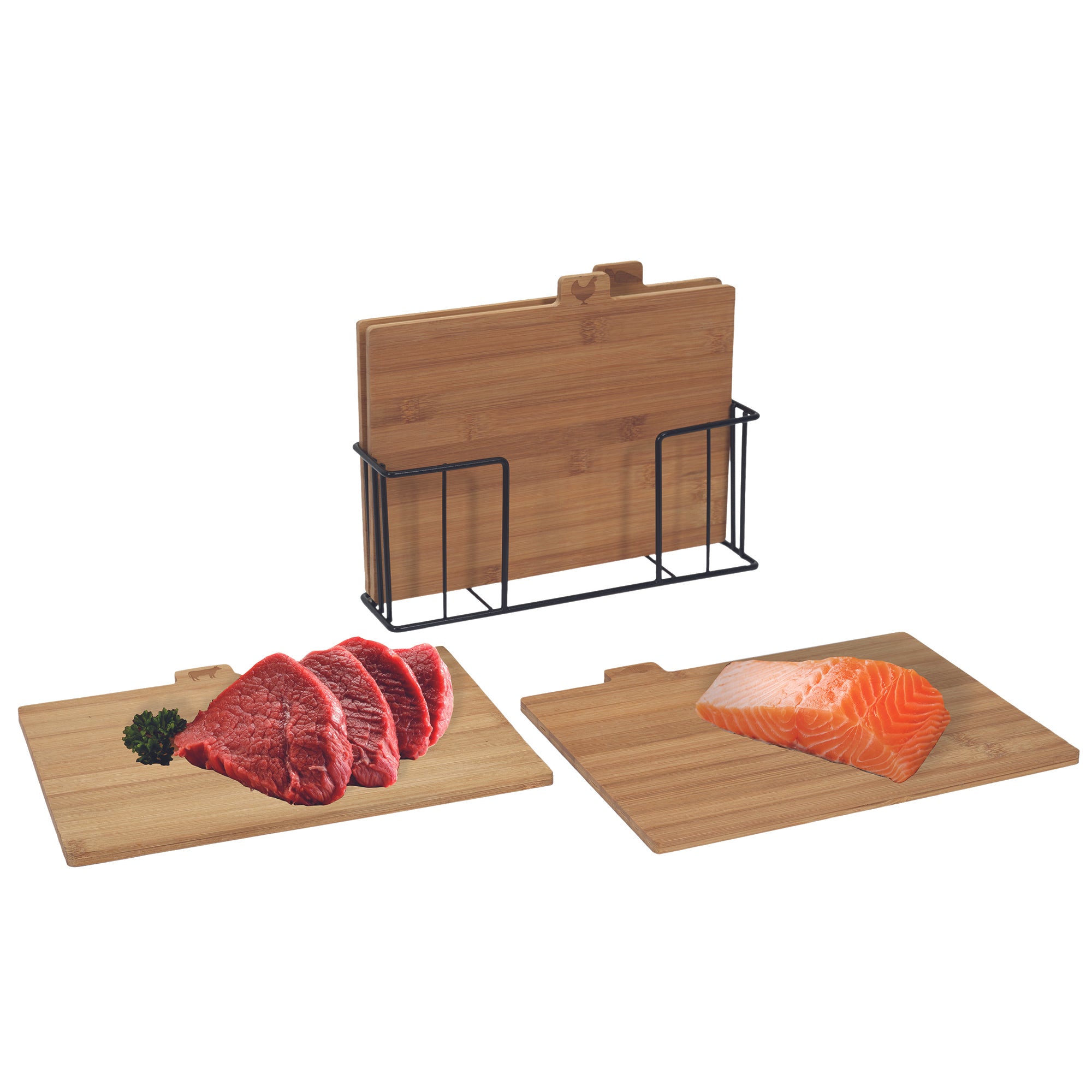 PLANCHE A DECOUPER BAMBOU X4 AVEC SOCLE METAL