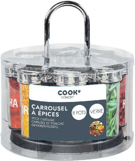 CARROUSEL EPICES 8 POTS COUVERCLE PLASTIQUE