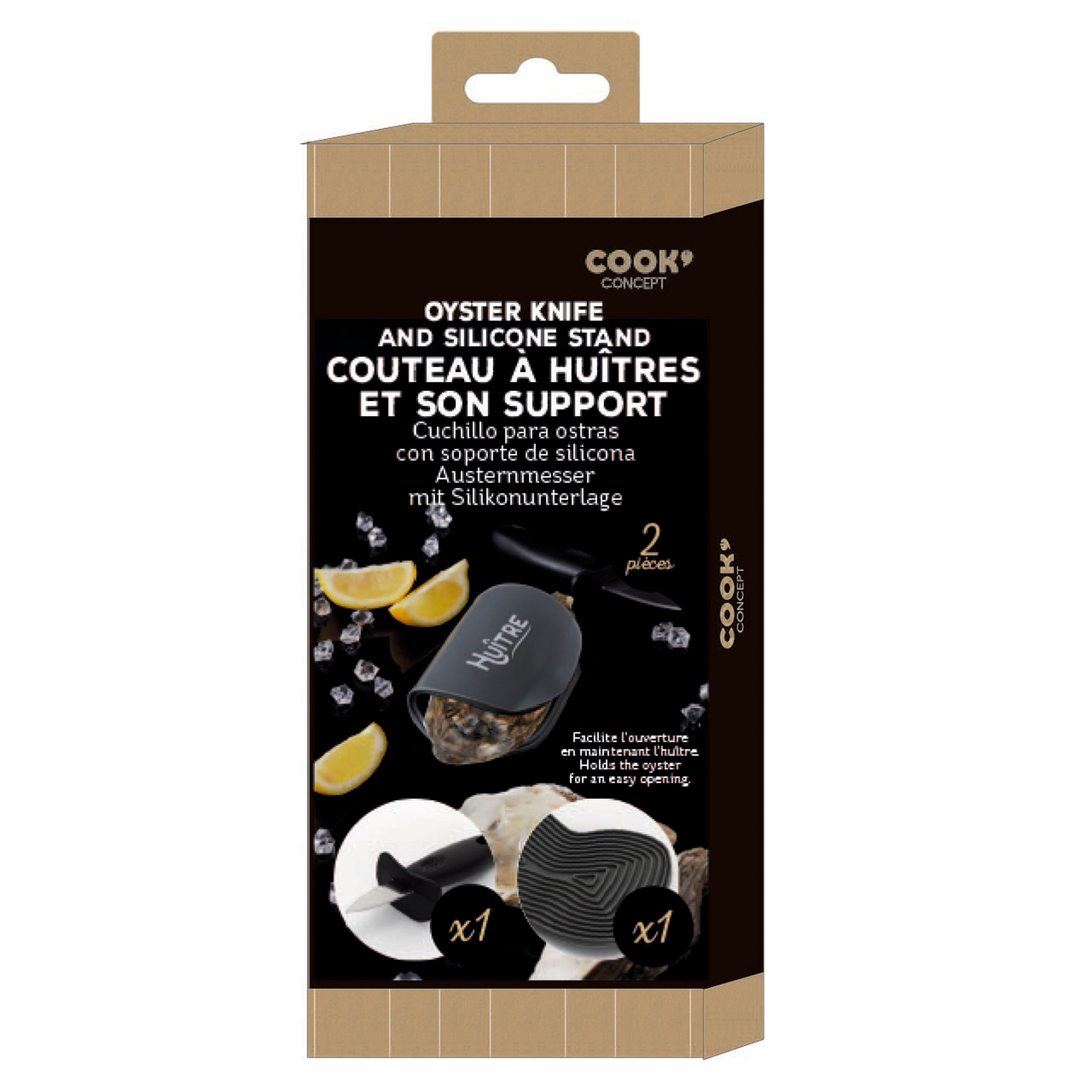 COUTEAU A HUITRES AVEC SUPPORT SILICONE