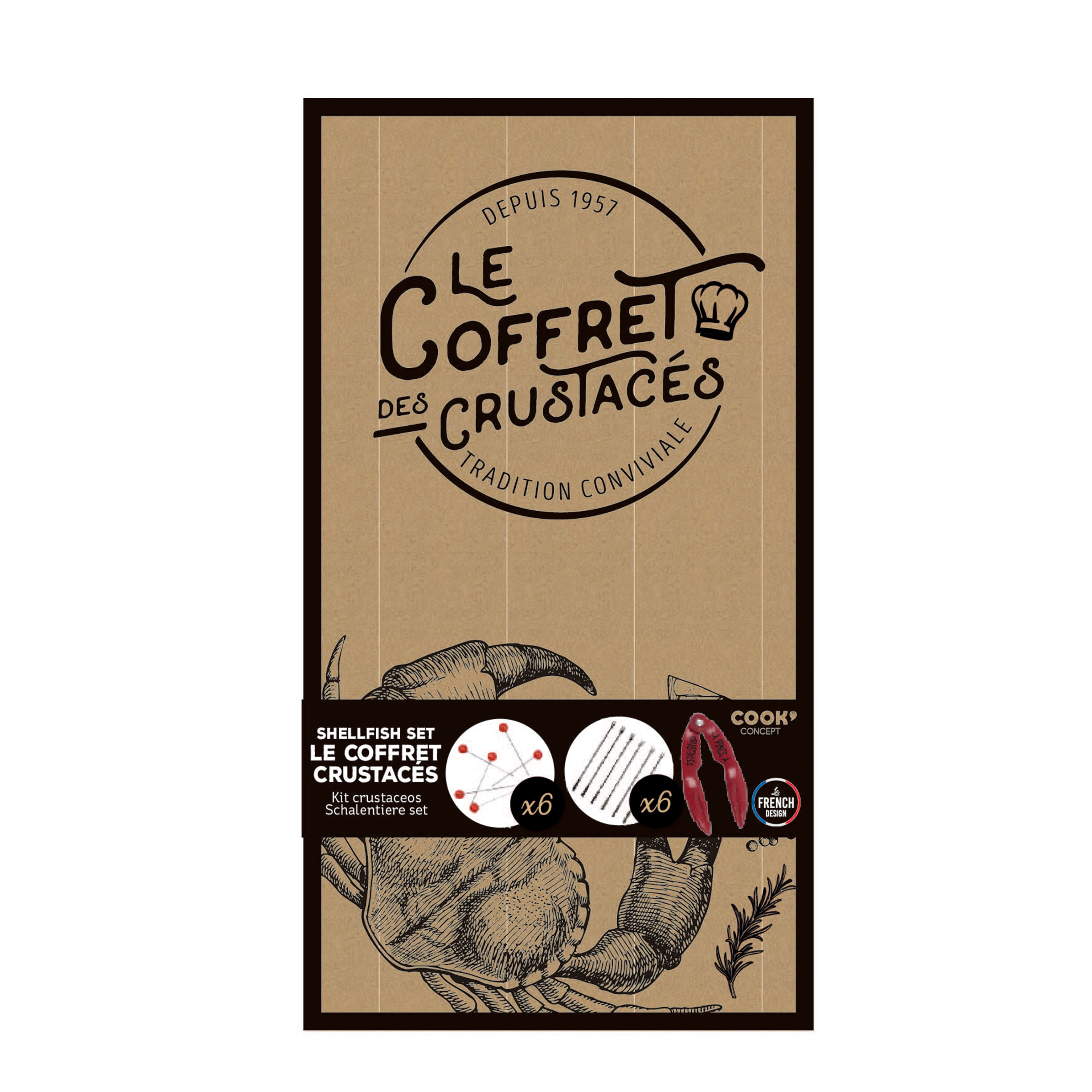 COFFRET CRUSTACES PINCE X1 PIQUE FOURCHETTE X6