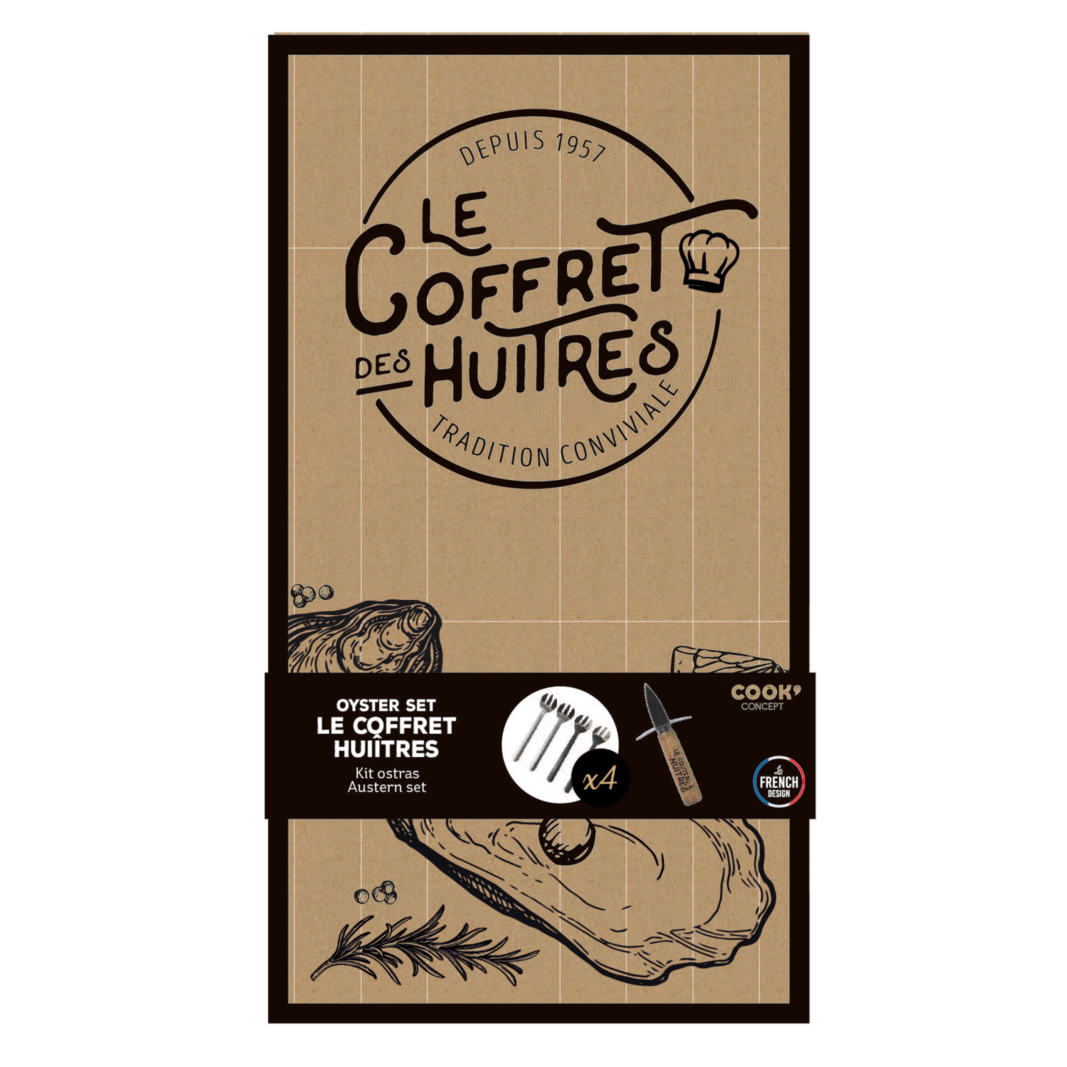 COFFRET HUITRES COUTEAU X1 ET FOURCHETTE X4