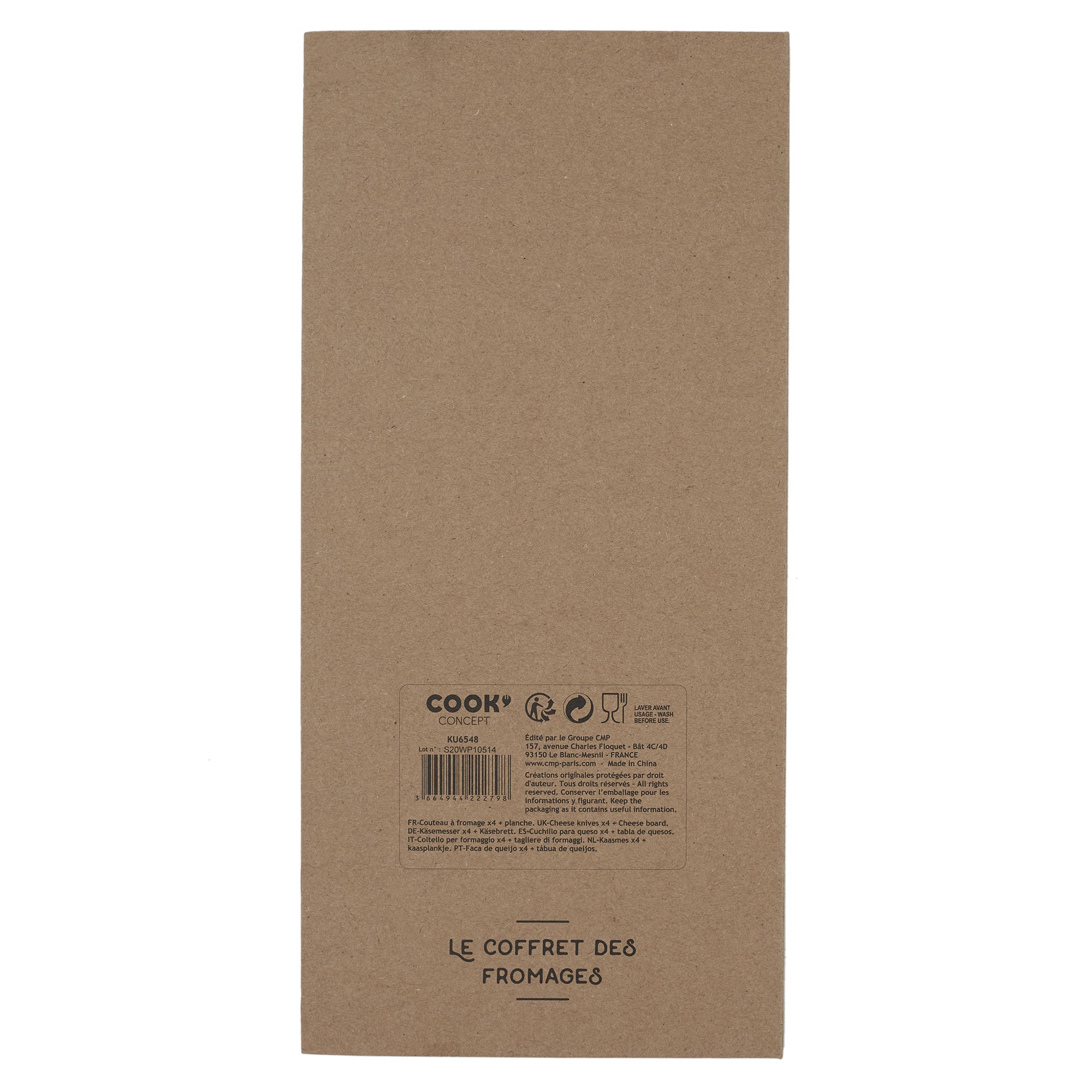 COFFRET FROMAGES COUTEAU X4 ET PLANCHE