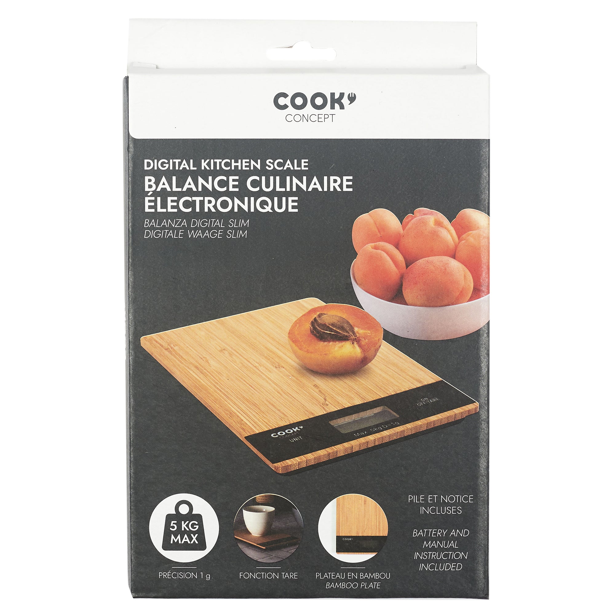 BALANCE DE CUISINE RECTANGULAIRE BAMBOU 5KG