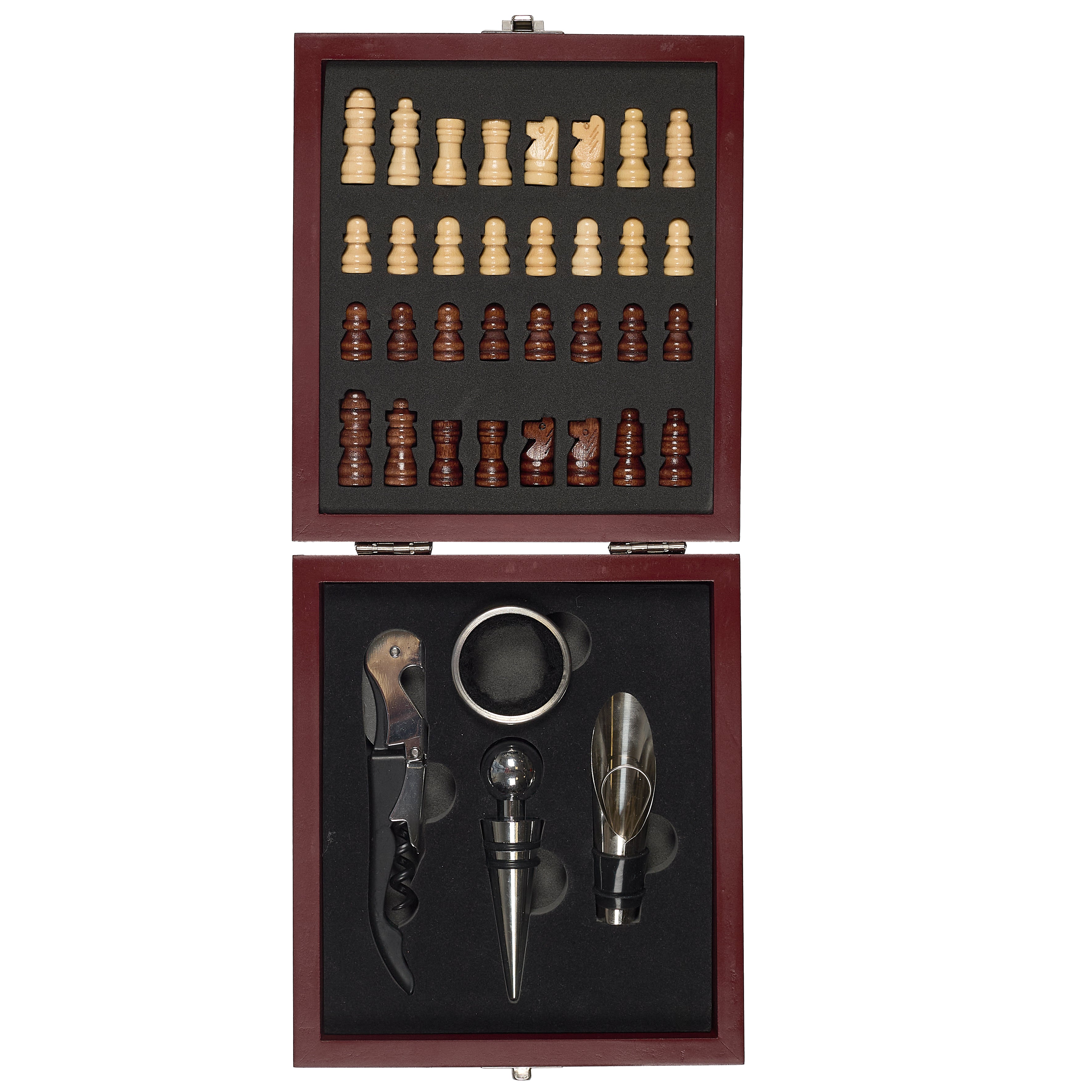 COFFRET VIN 4 PIECES AVEC ECHIQUIER