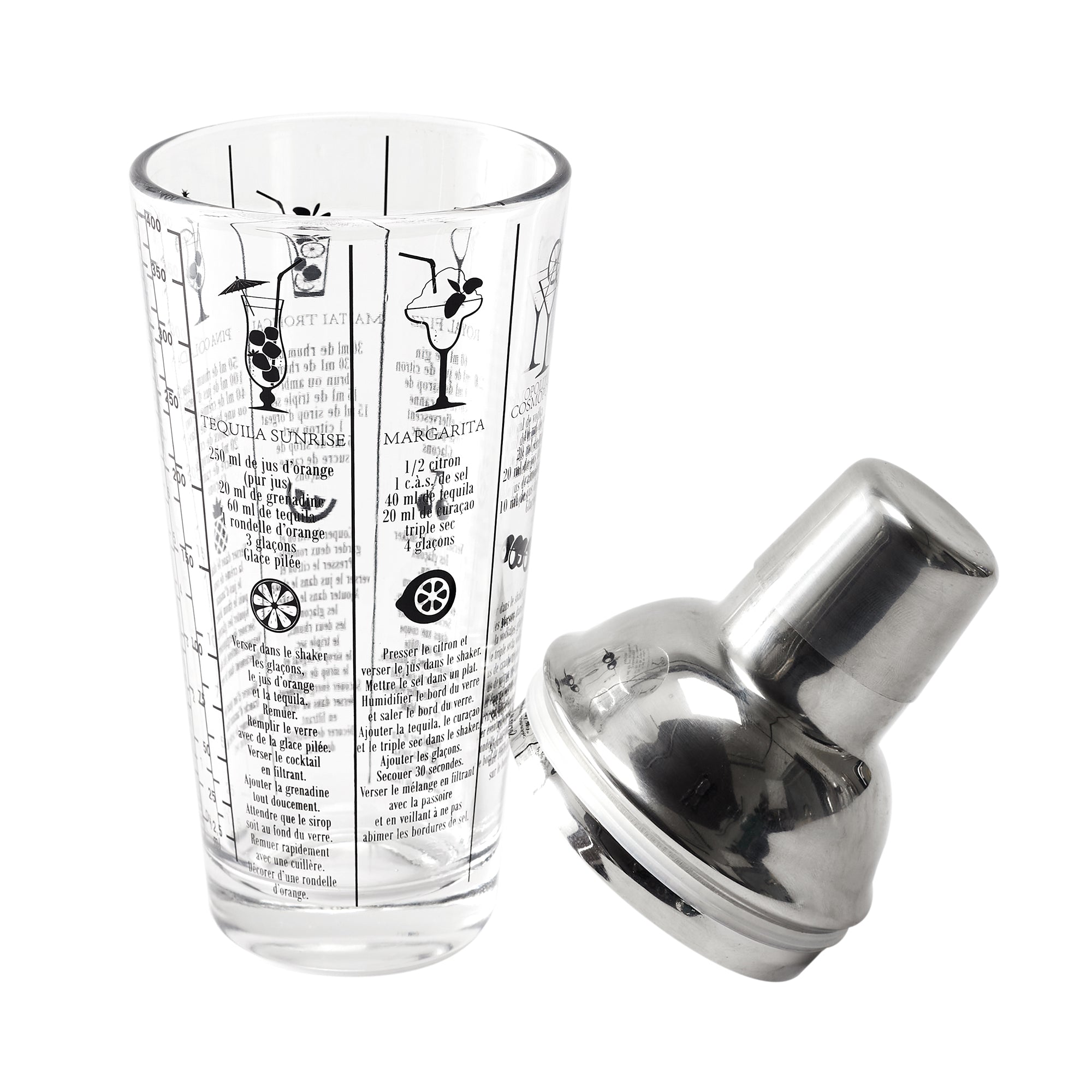 SHAKER EN VERRE AVEC RECETTES 450ML