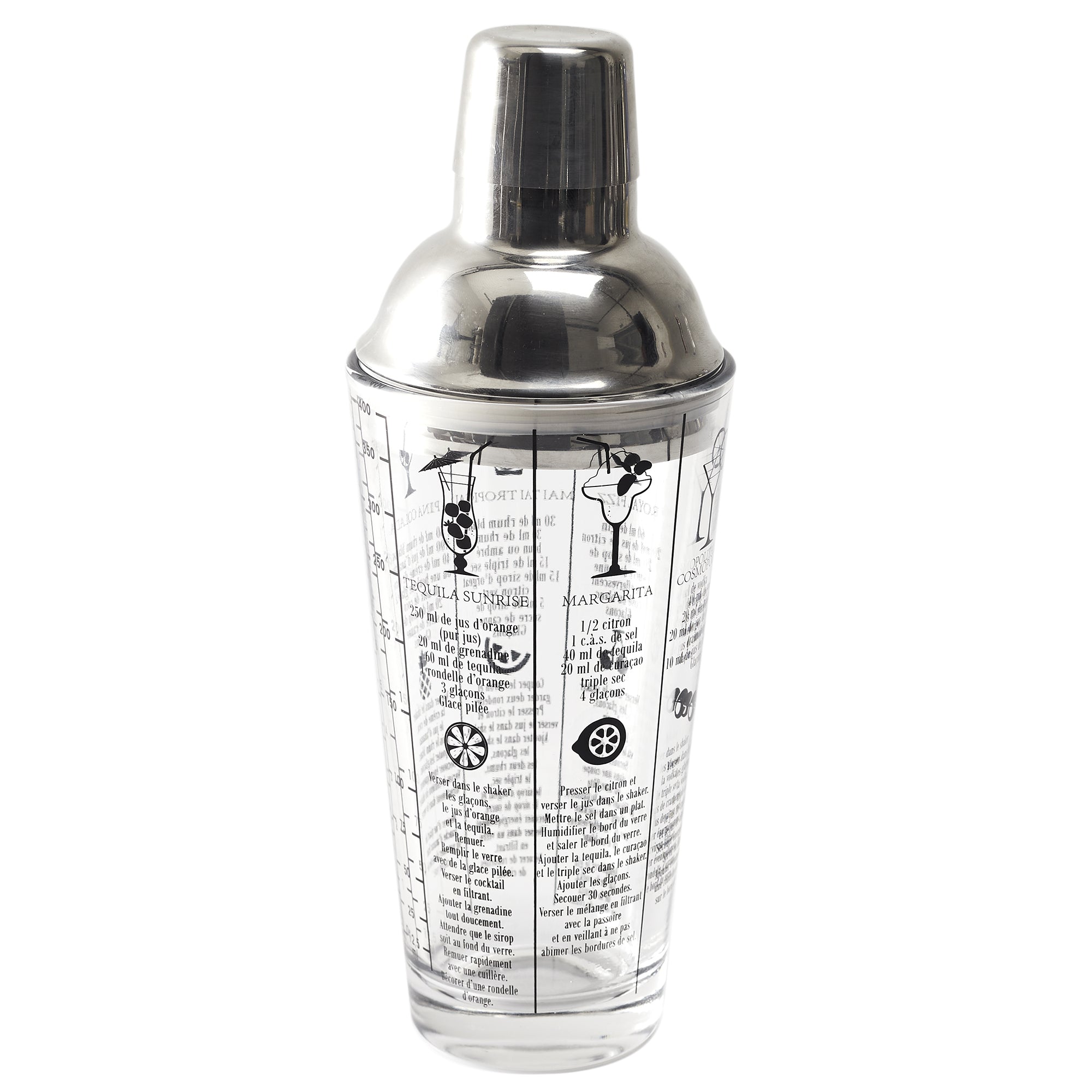 SHAKER EN VERRE AVEC RECETTES 450ML