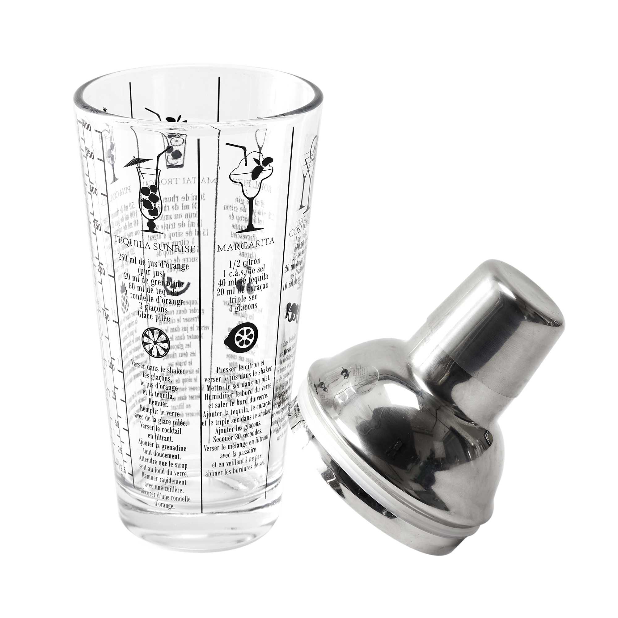 SHAKER EN VERRE AVEC RECETTES 450ML