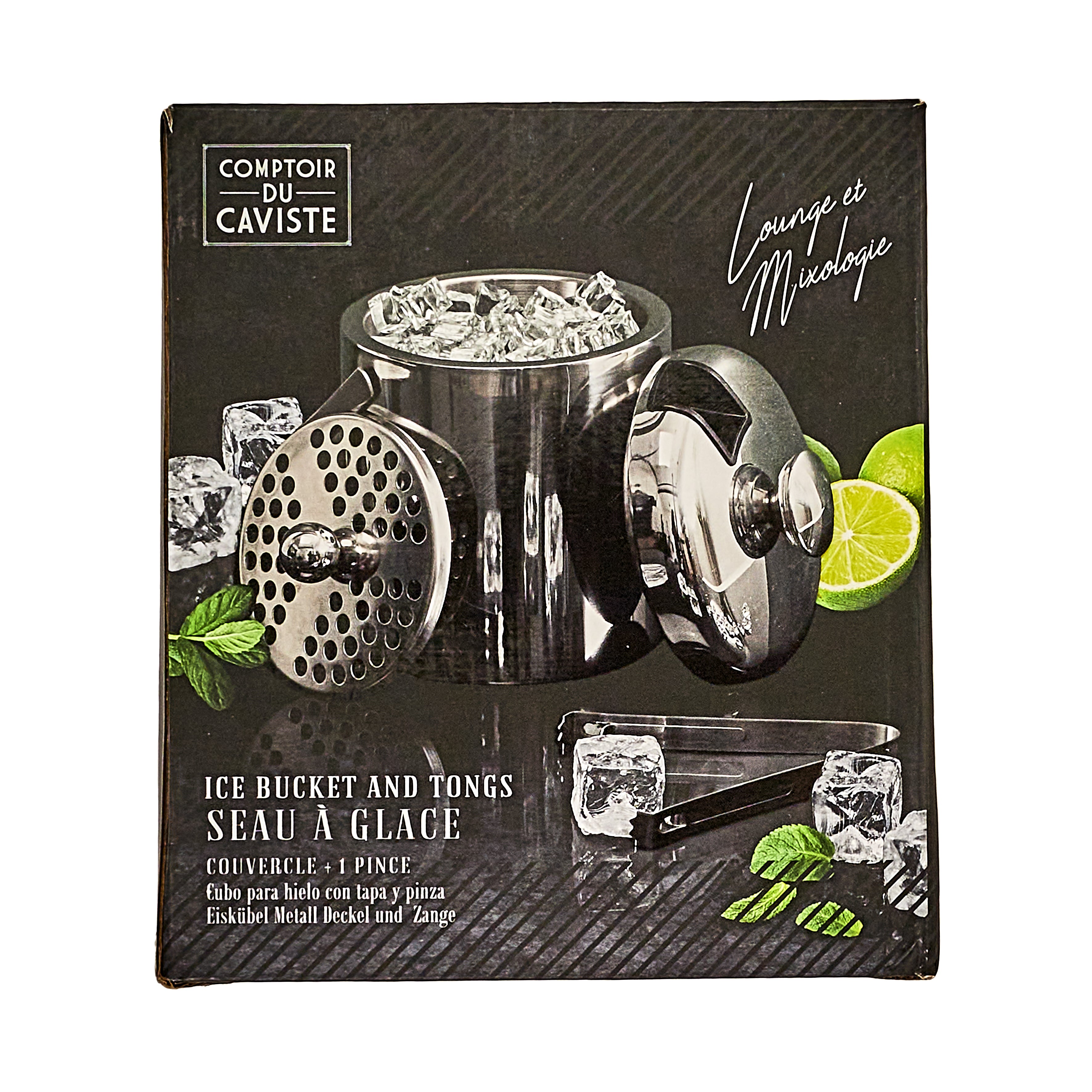 SEAU A GLACE METAL COUVERCLE ET PINCE 1.3L
