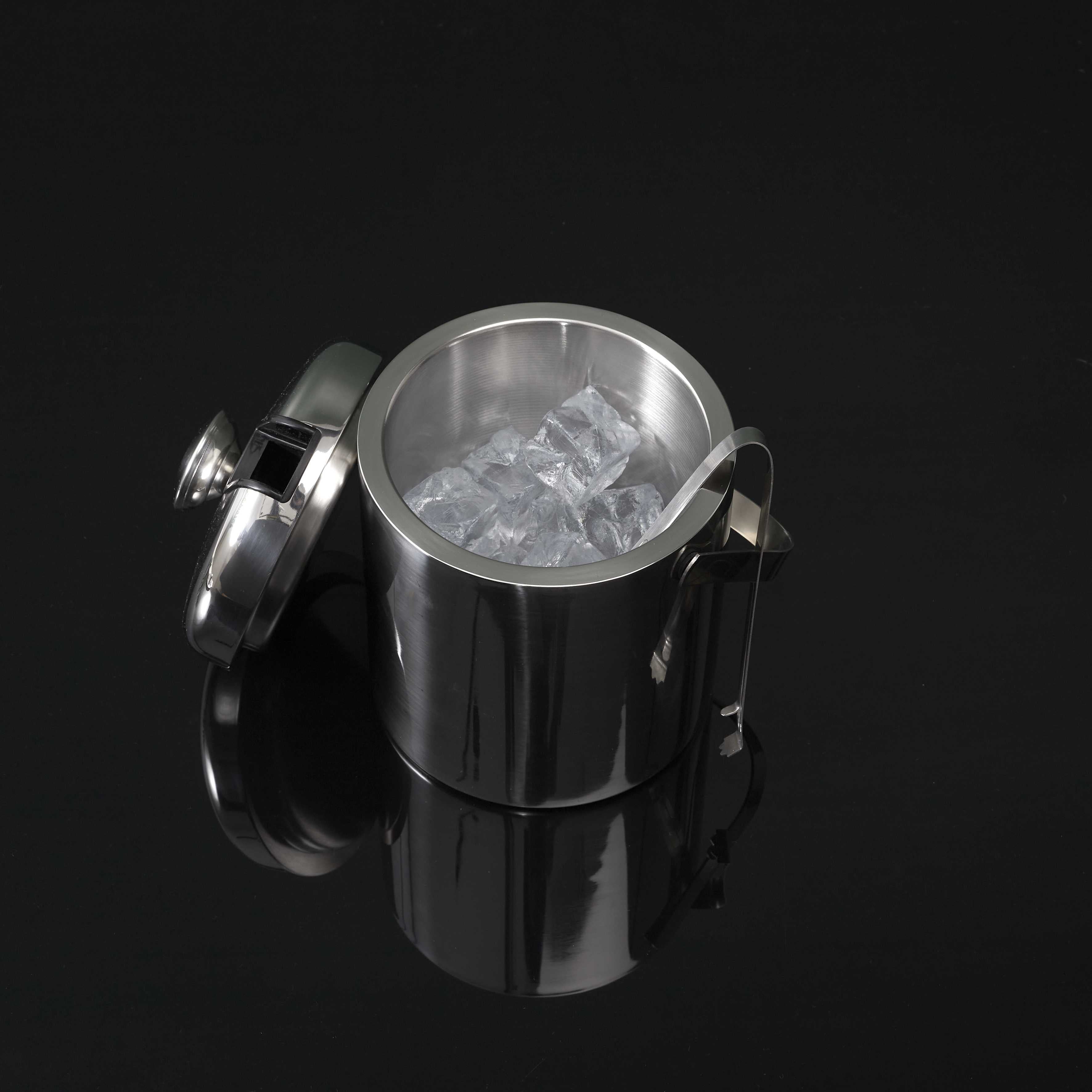 SEAU A GLACE METAL COUVERCLE ET PINCE 1.3L