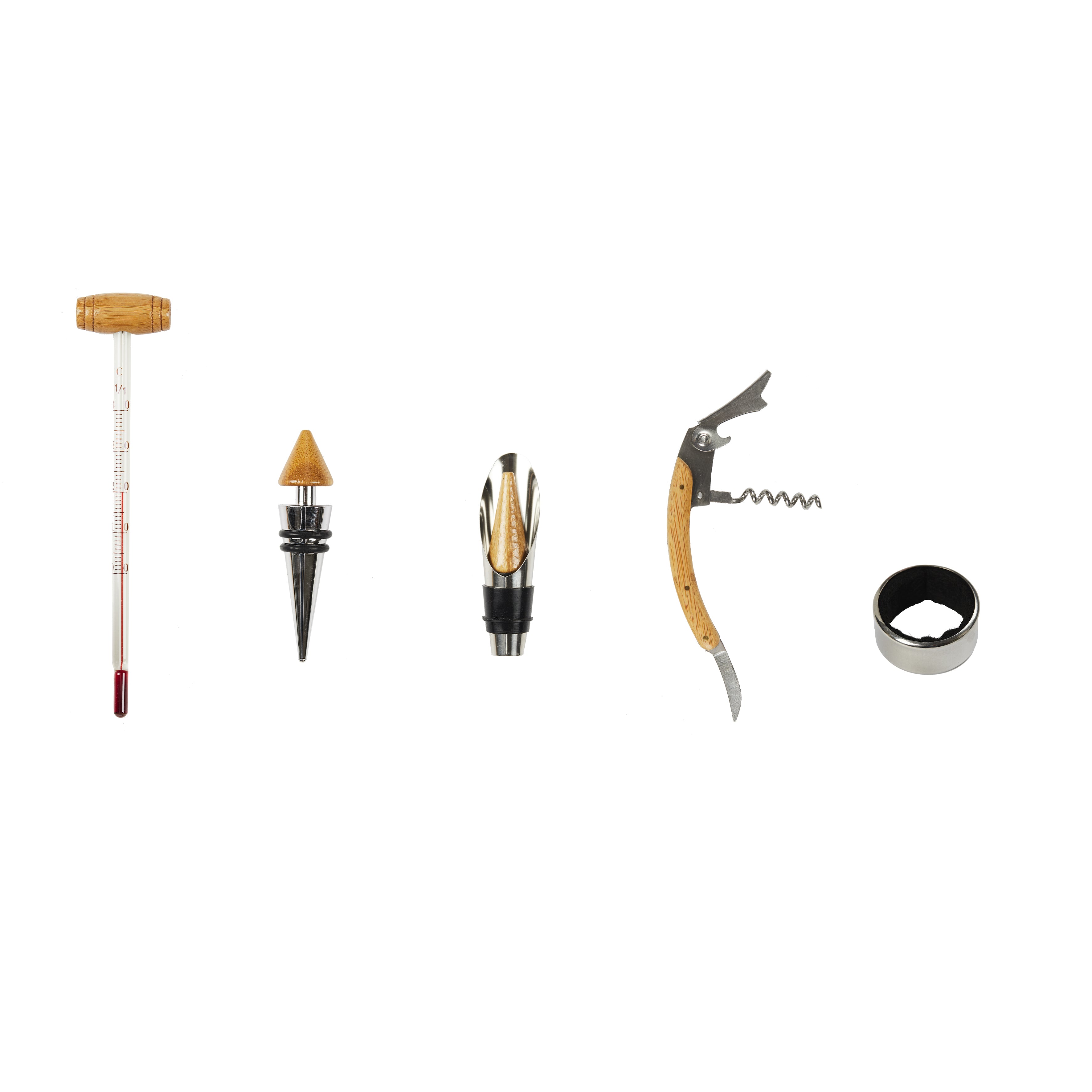 COFFRET EN BAMBOU POUR LE VIN 5 ACCESSOIRES