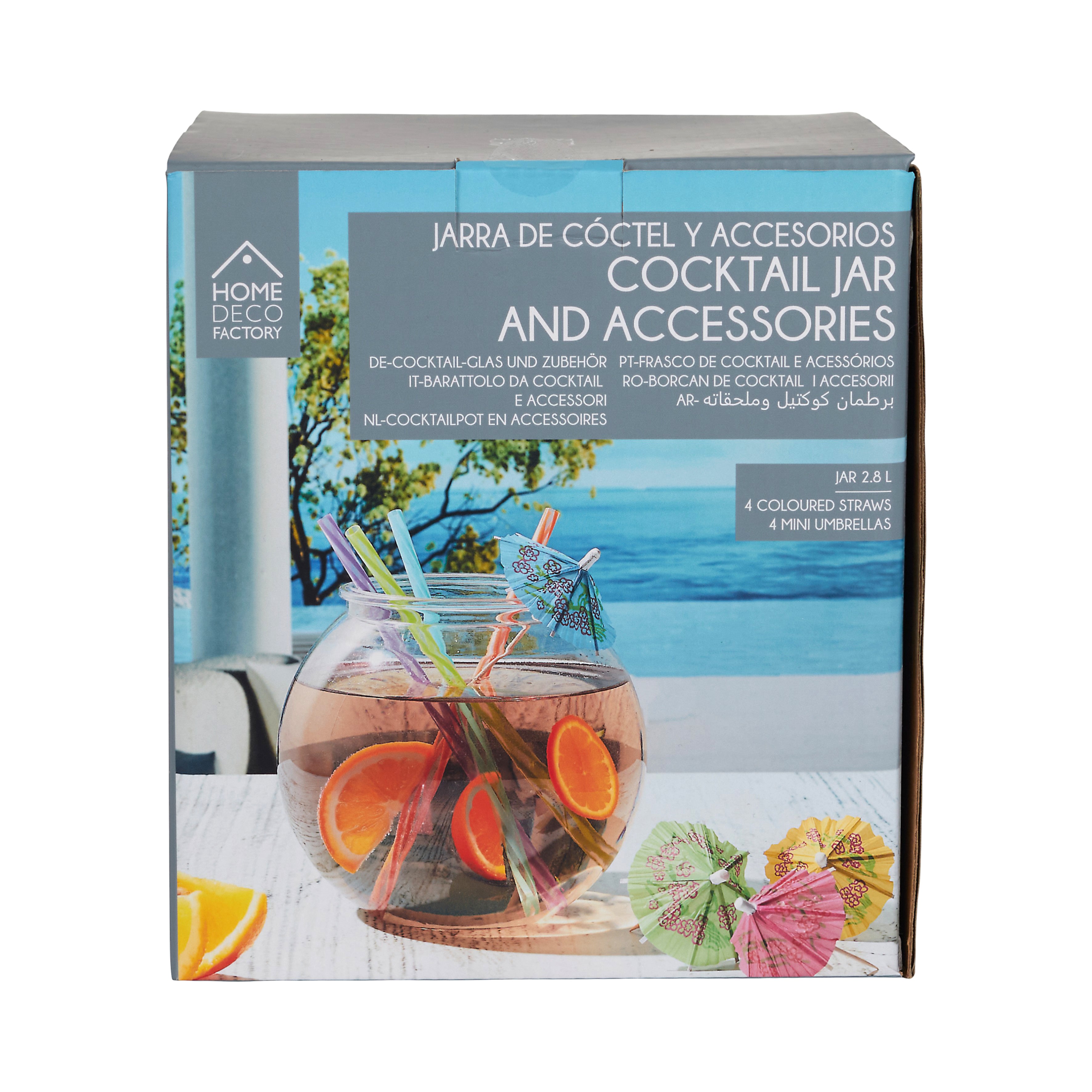 BOCAL A COCKTAIL 4 PAILLES ET MINI PARASOL