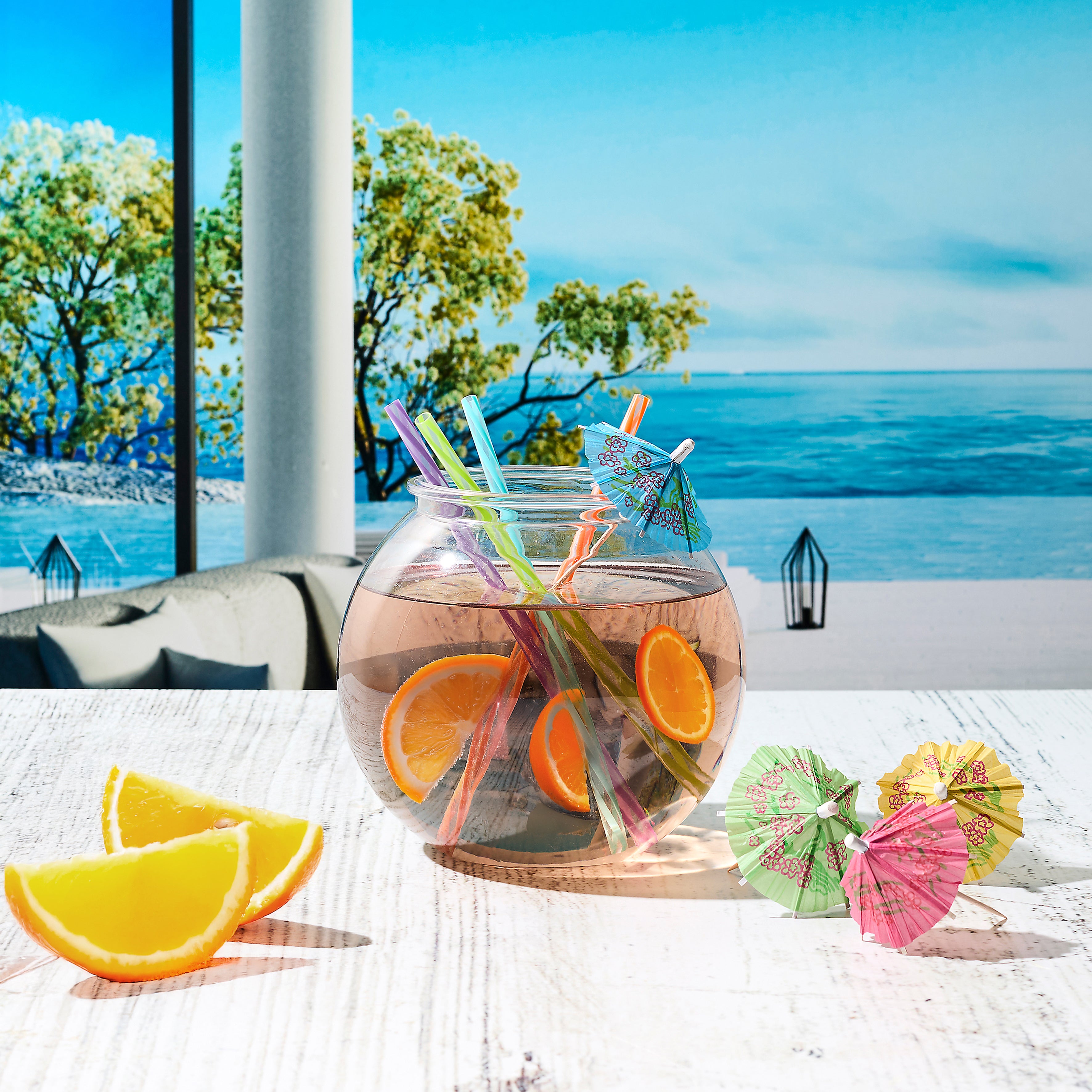 BOCAL A COCKTAIL 4 PAILLES ET MINI PARASOL