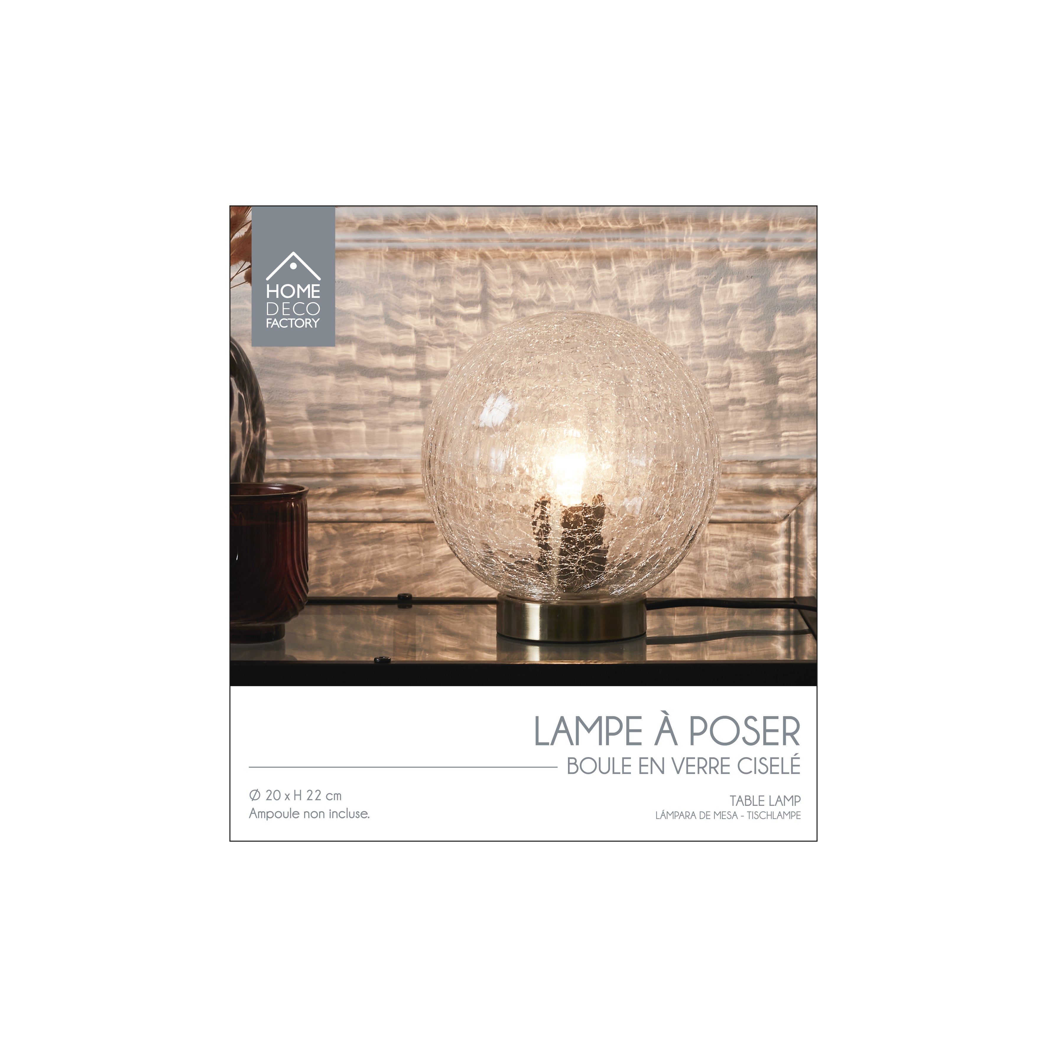 LAMPE A POSER BOULE EN VERRE CISELE