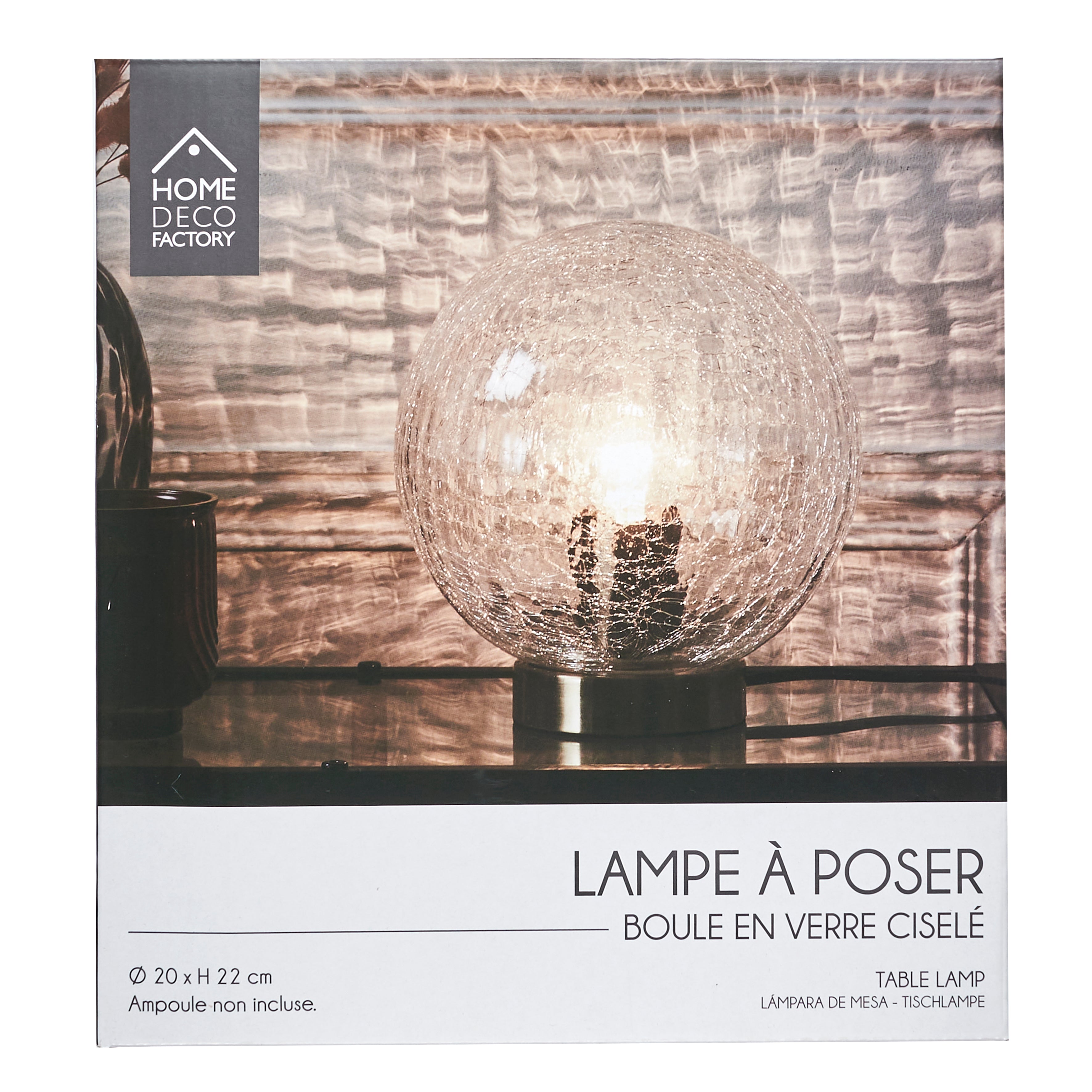 LAMPE A POSER BOULE EN VERRE CISELE