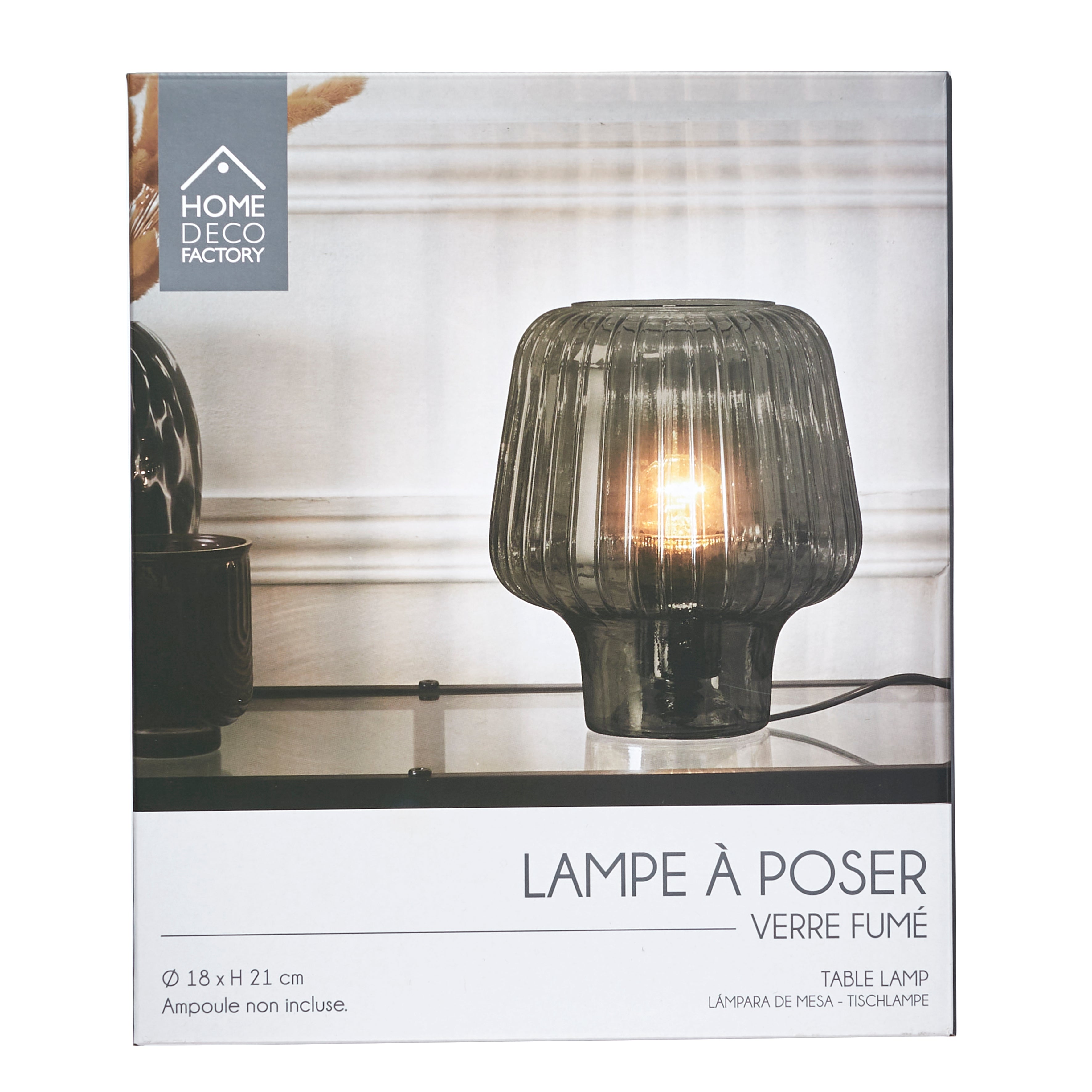 LAMPE DE TABLE CHAMPIGNON VERRE NOIR FUME