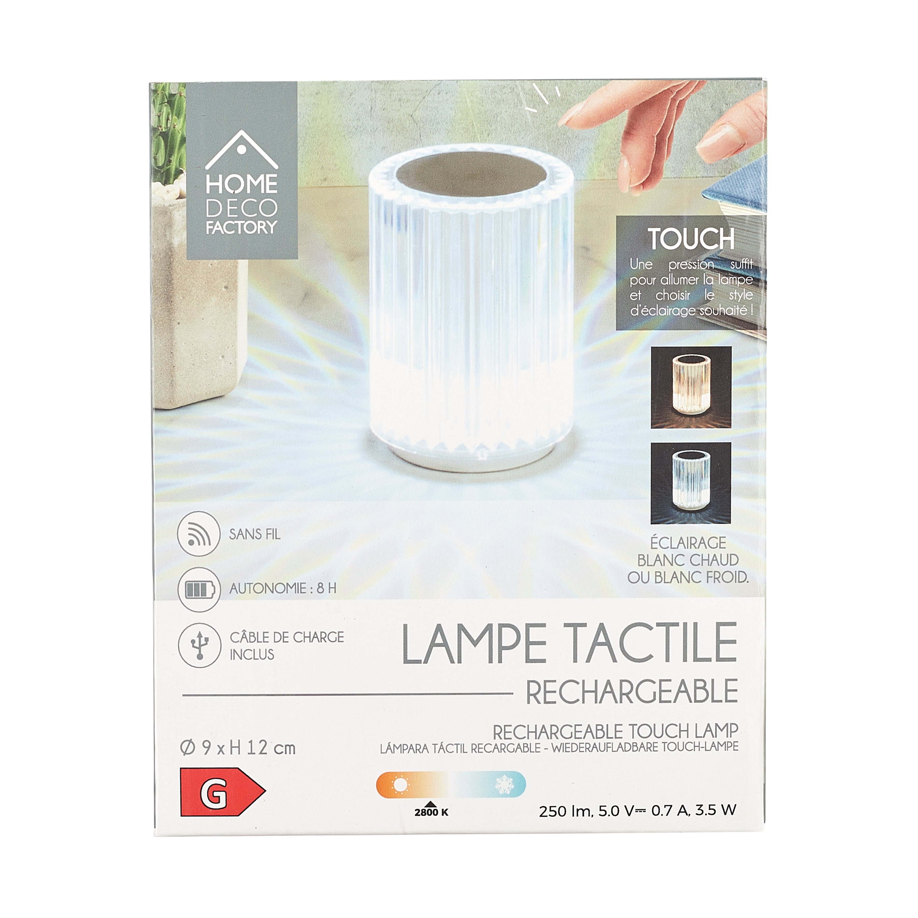 LAMPE TACTILE RECHARGEABLE LUMIERE BLANCHE