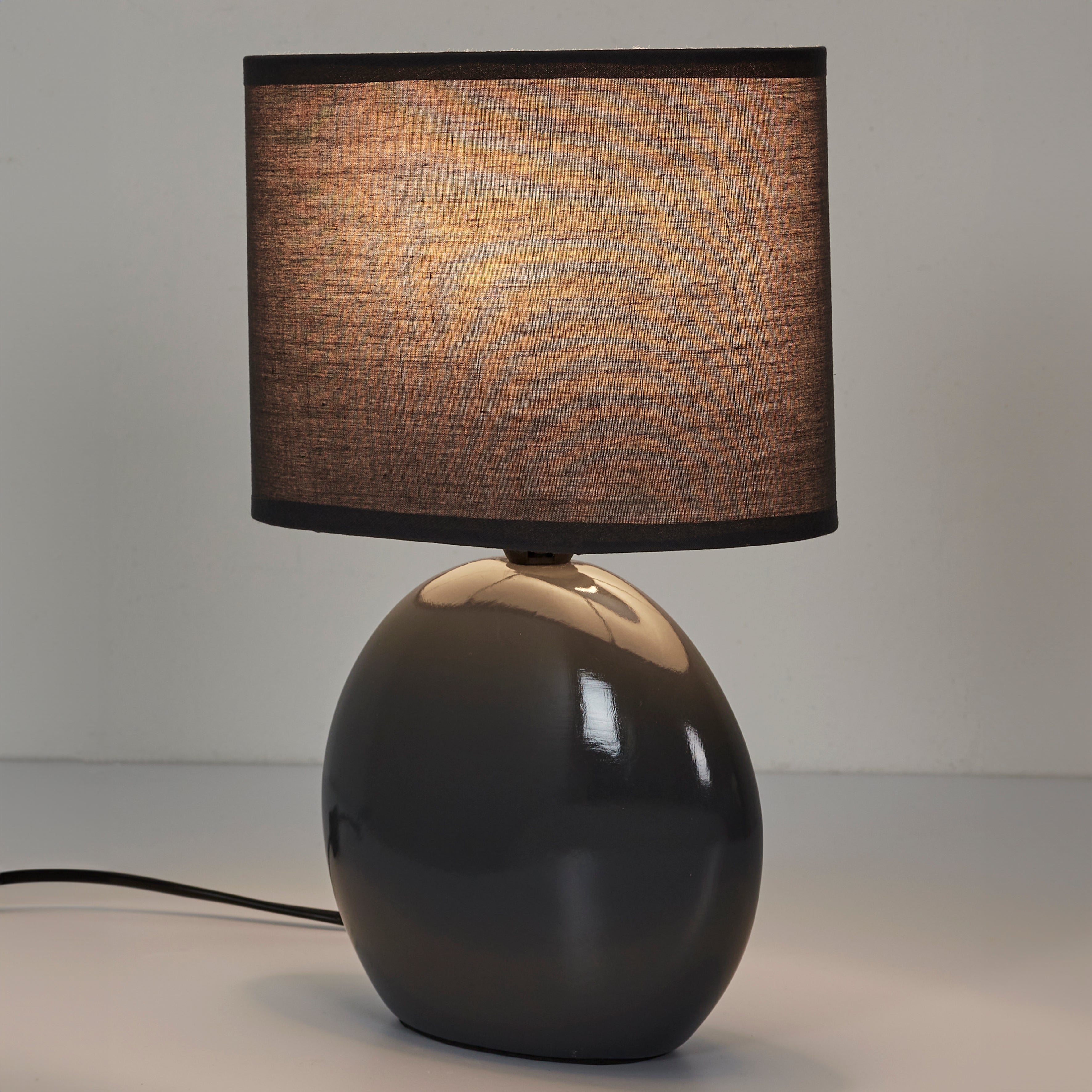 LAMPE CERAMIQUE OVALE GRIS ANTRACITE H30CM