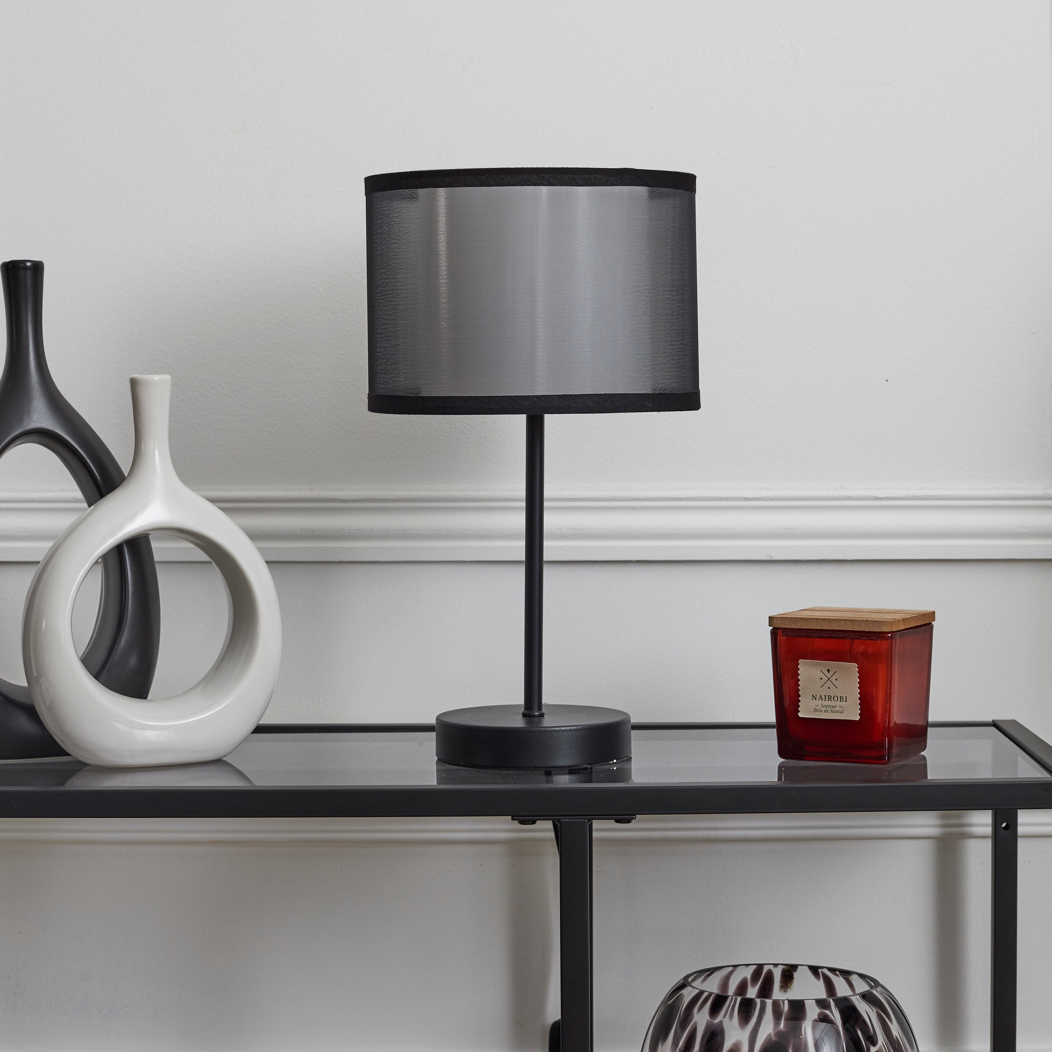 LAMPE DE TABLE DOUBLE ABATJOUR NOIR