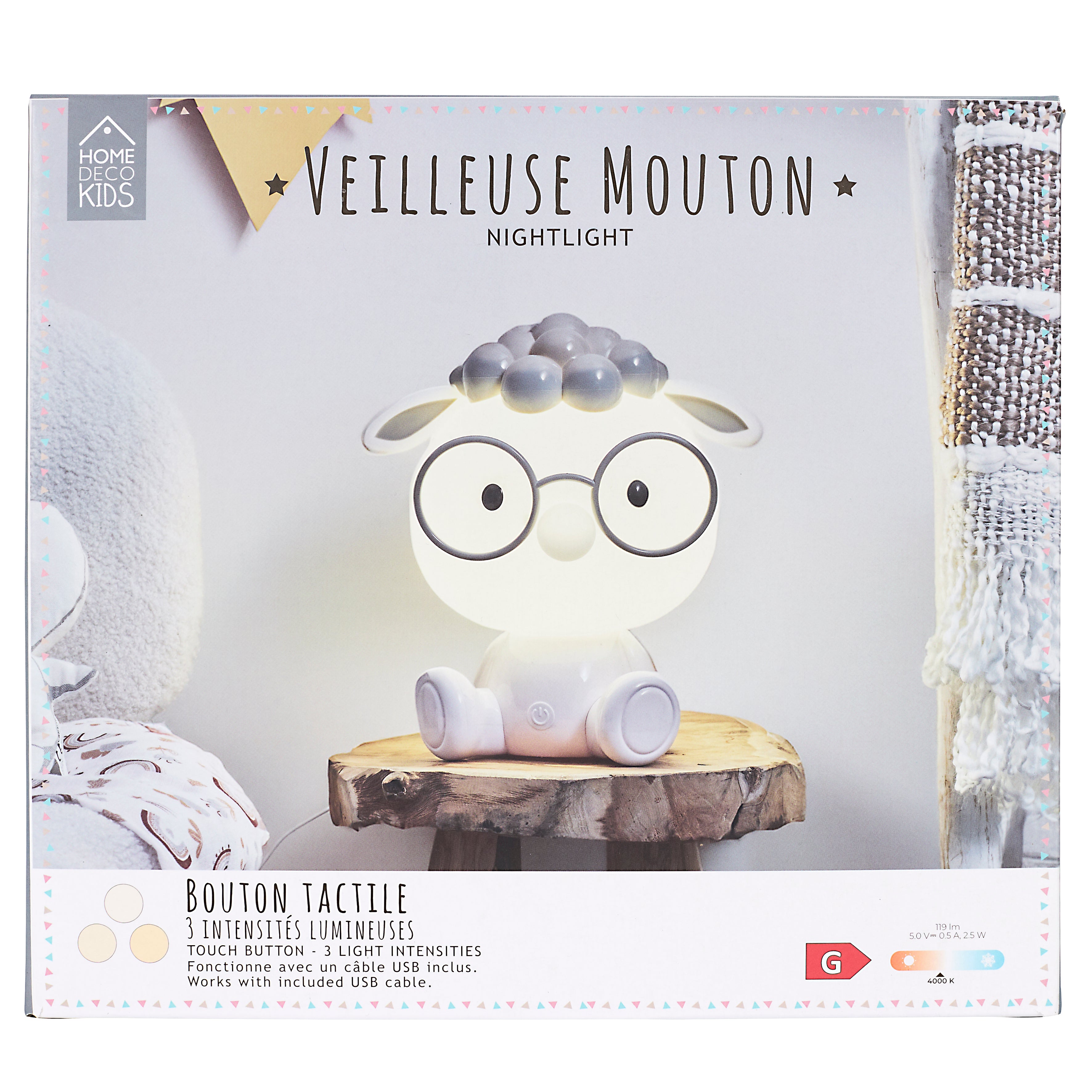 VEILLEUSE MOUTON TACTILE USB