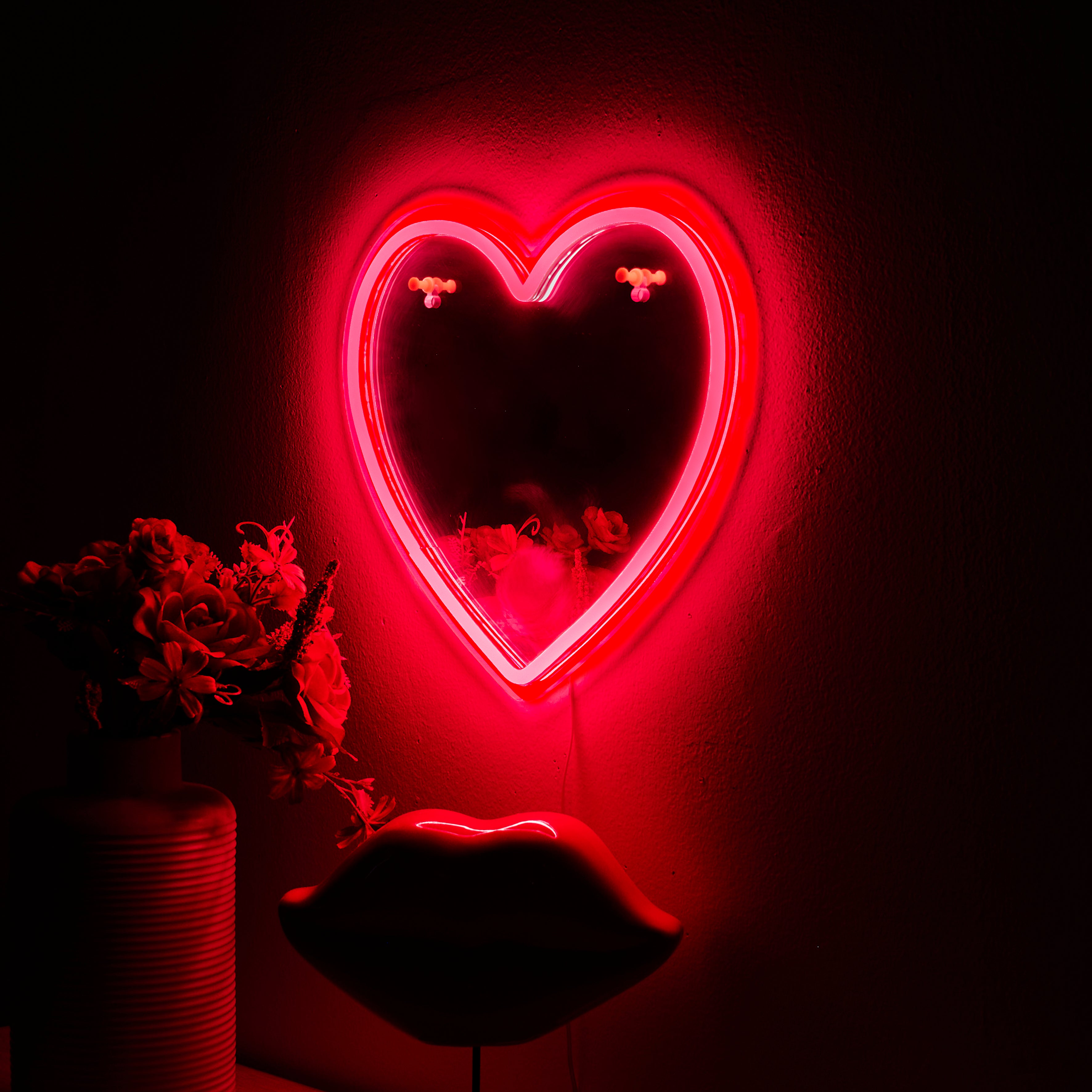 MIROIR LED EFFET NEON COEUR