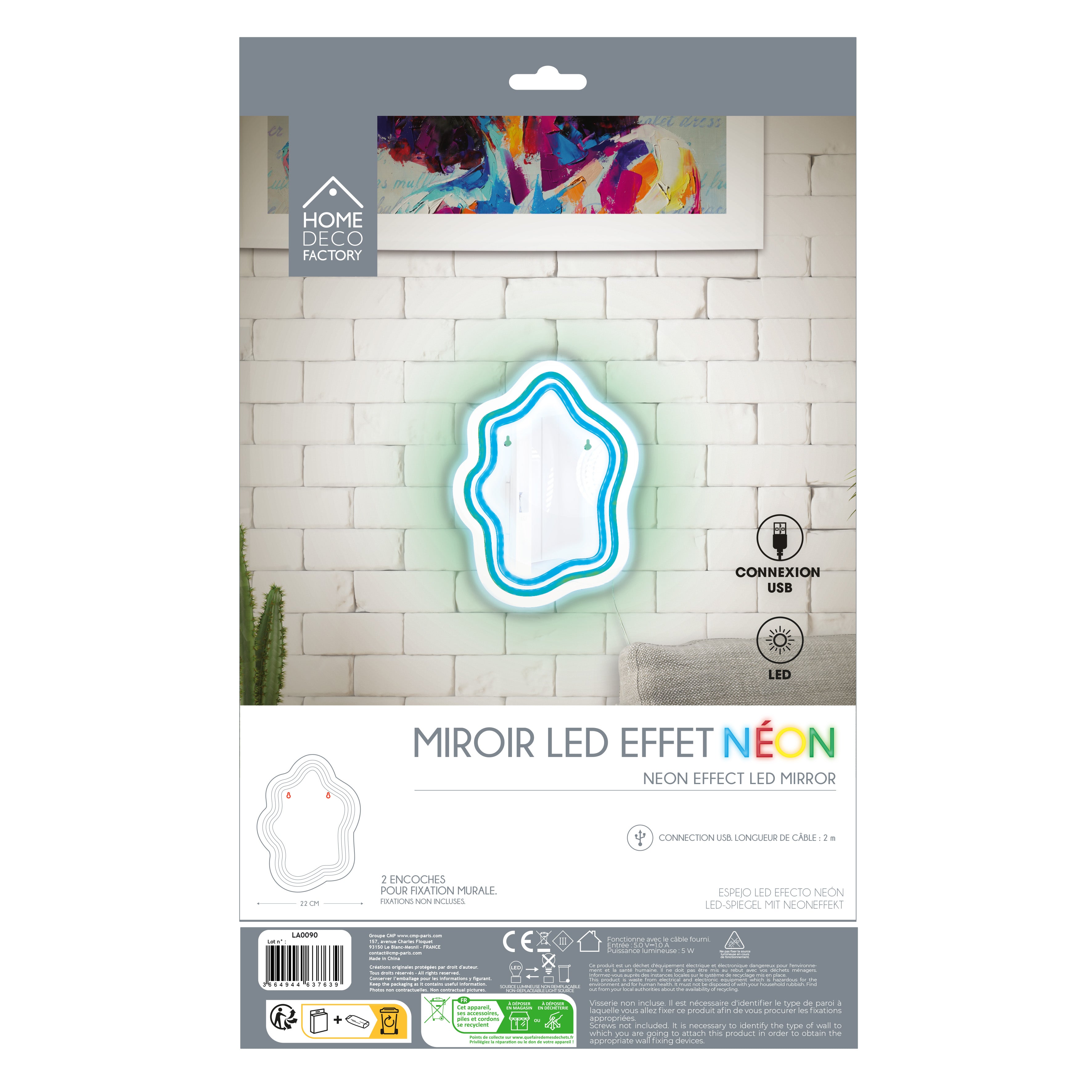 MIROIR LED EFFET NEON