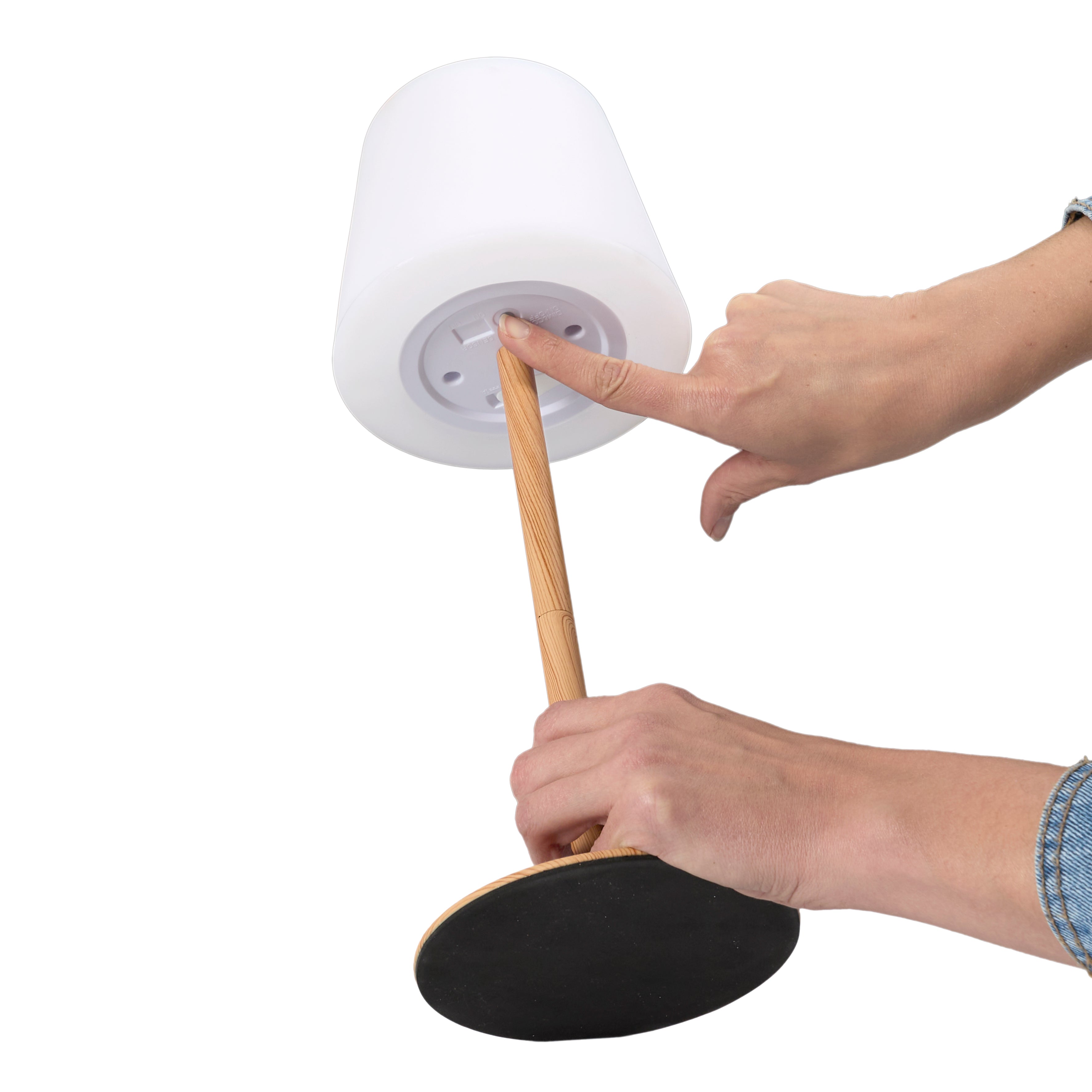 LAMPE EFFET BOIS RECHARGEABLE IP44 H40CM