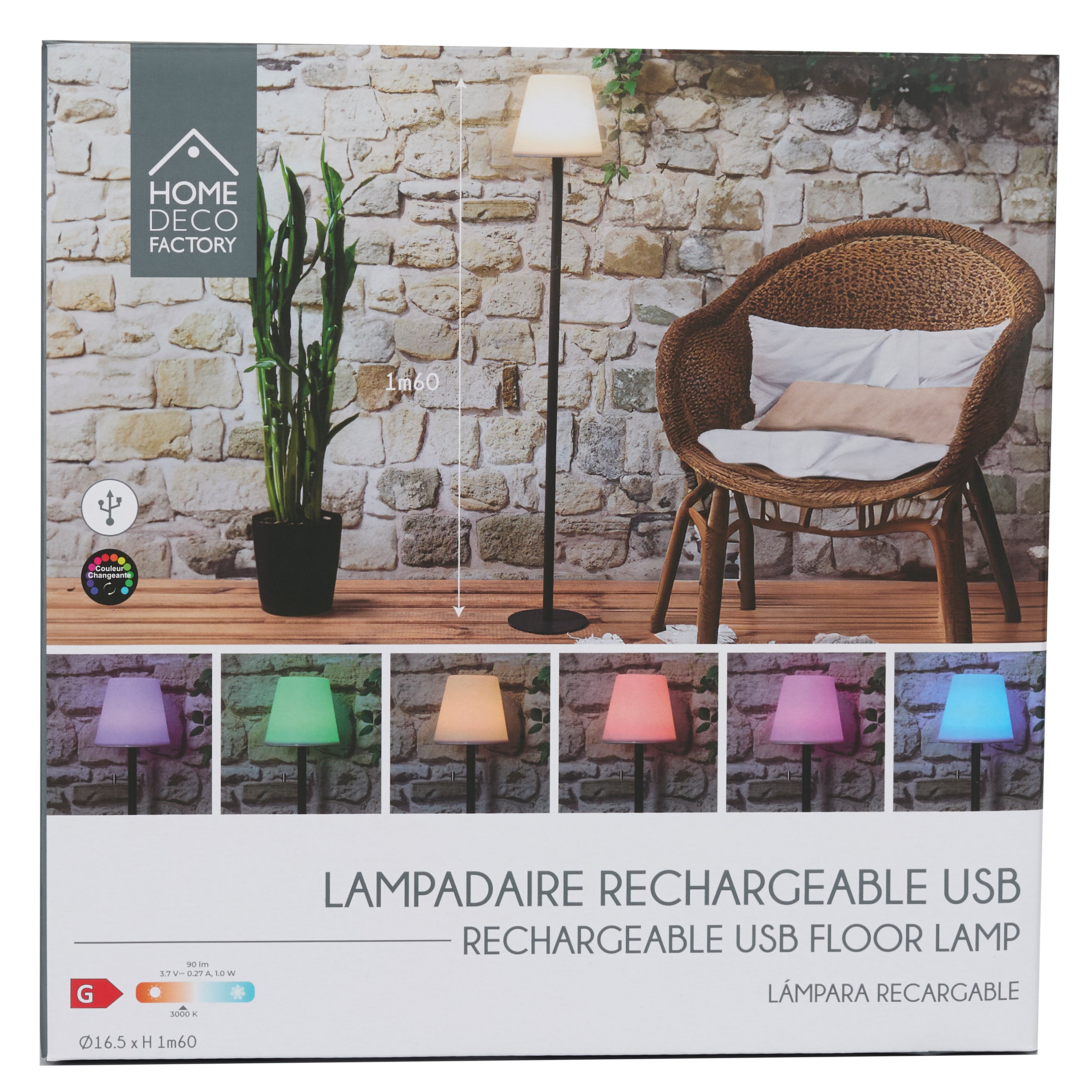 LAMPADAIRE RECHARGEABLE RGB H1M60