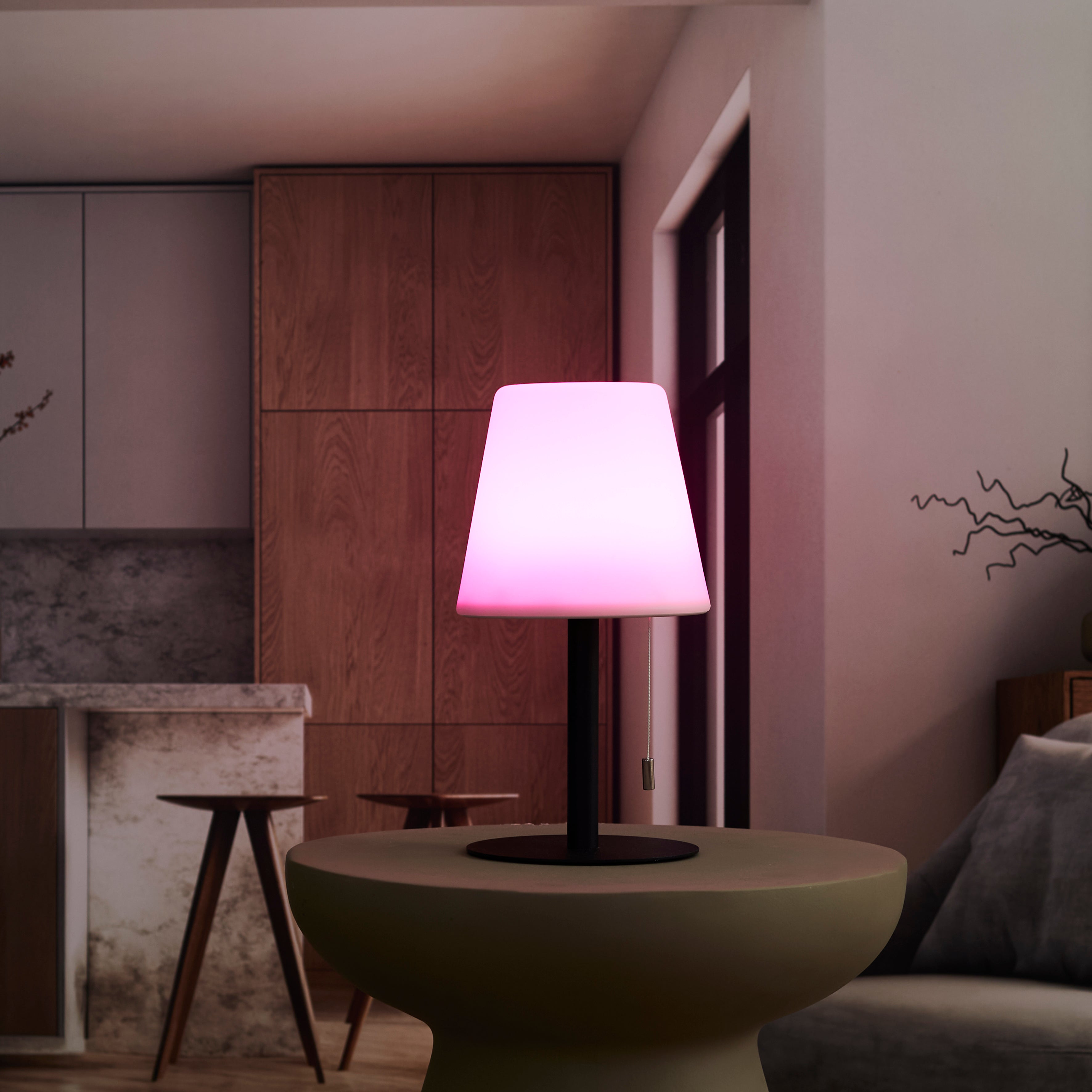 LAMPE DE TABLE RECHARGEABLE IP44 GRIS H30CM